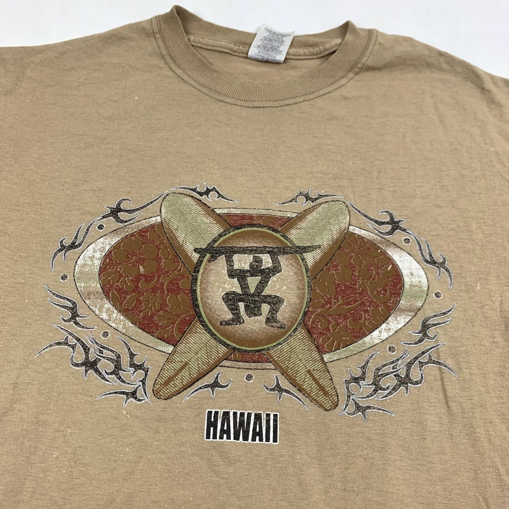 Jerzees VINTAGE Jerzees Hawaii Shirt Adult Medium Crew Neck Short Sleeve Brown Grunge Y2K Surfer Mens M Size US M / EU 48-50 / 2 - 2 Thumbnail