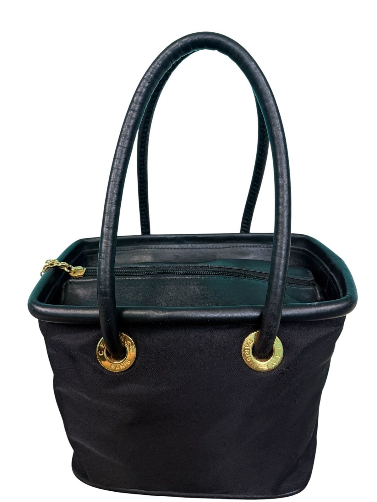 Celine RARE VINTAGE CELINE NYLON LEATHER HANDBAG Size ONE SIZE - 4 Thumbnail