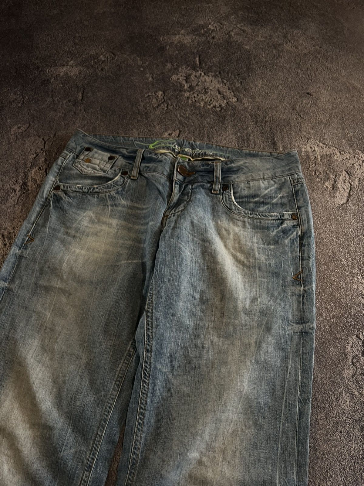 Japanese Brand SWAG Light Wash Flare Y2K Jeans / Archive Number Nine Style Size US 34 / EU 50 - 3 Thumbnail