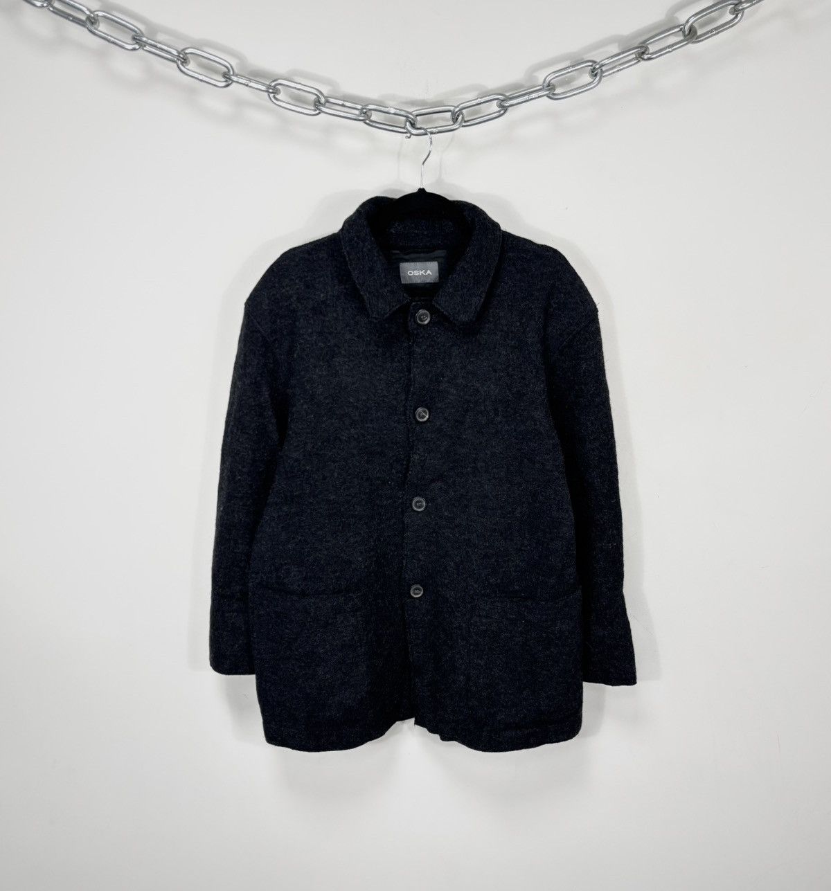 OSKA Oska Moessmer Women’s Dark Gray Virgin Wool Cardigan Jacket Size L / US 10 / IT 46 - 1 Thumbnail