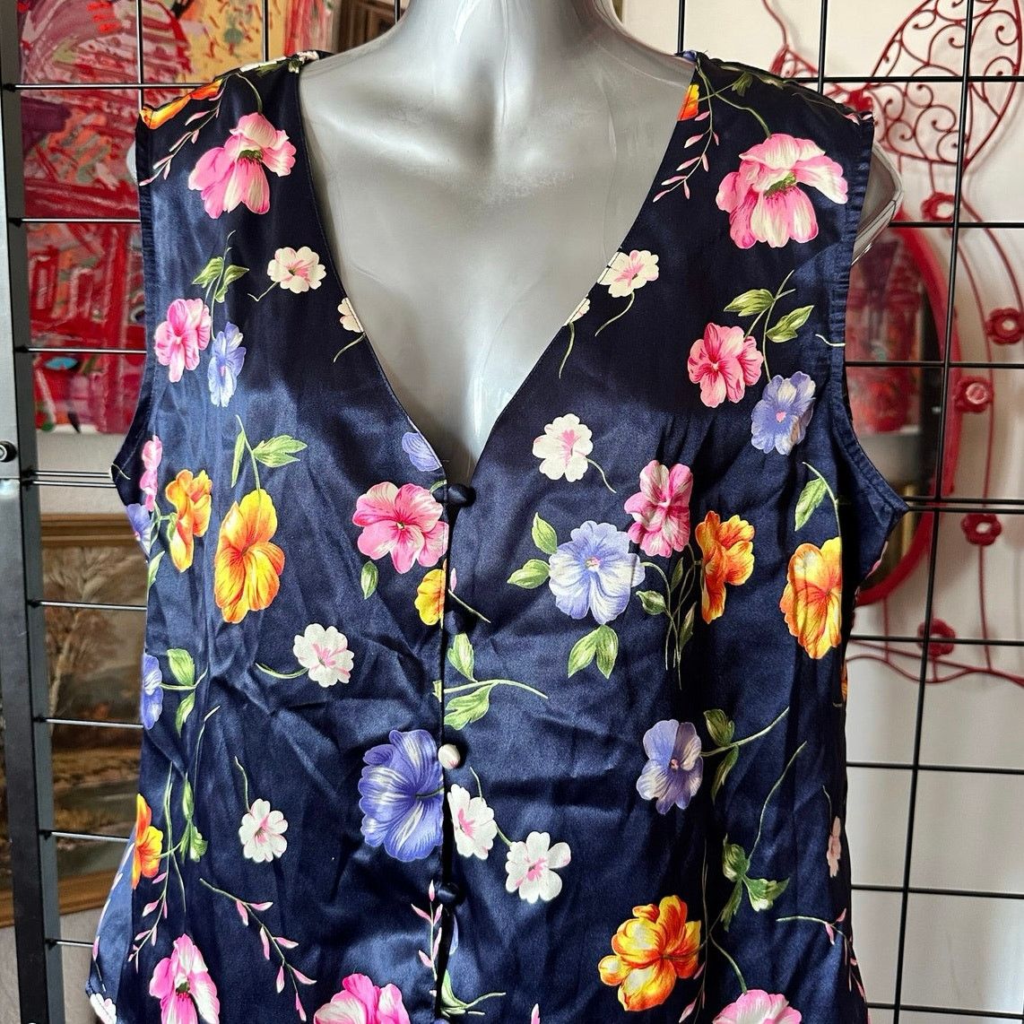 Other honors intimates blue floral shorts and vest set Size L / US 10 / IT 46 - 2 Thumbnail