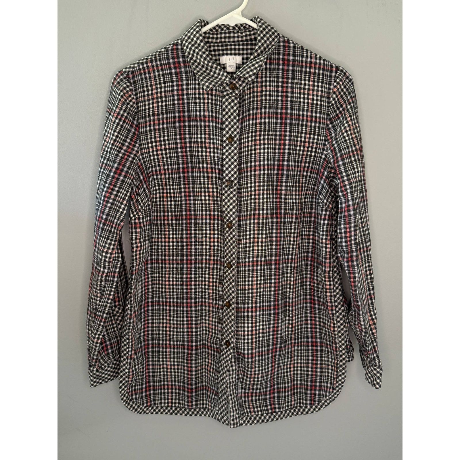 Other J. Jill Gingham Plaid Flannel Button-Up Shirt Black/White S Size S / US 4 / IT 40 - 3 Thumbnail