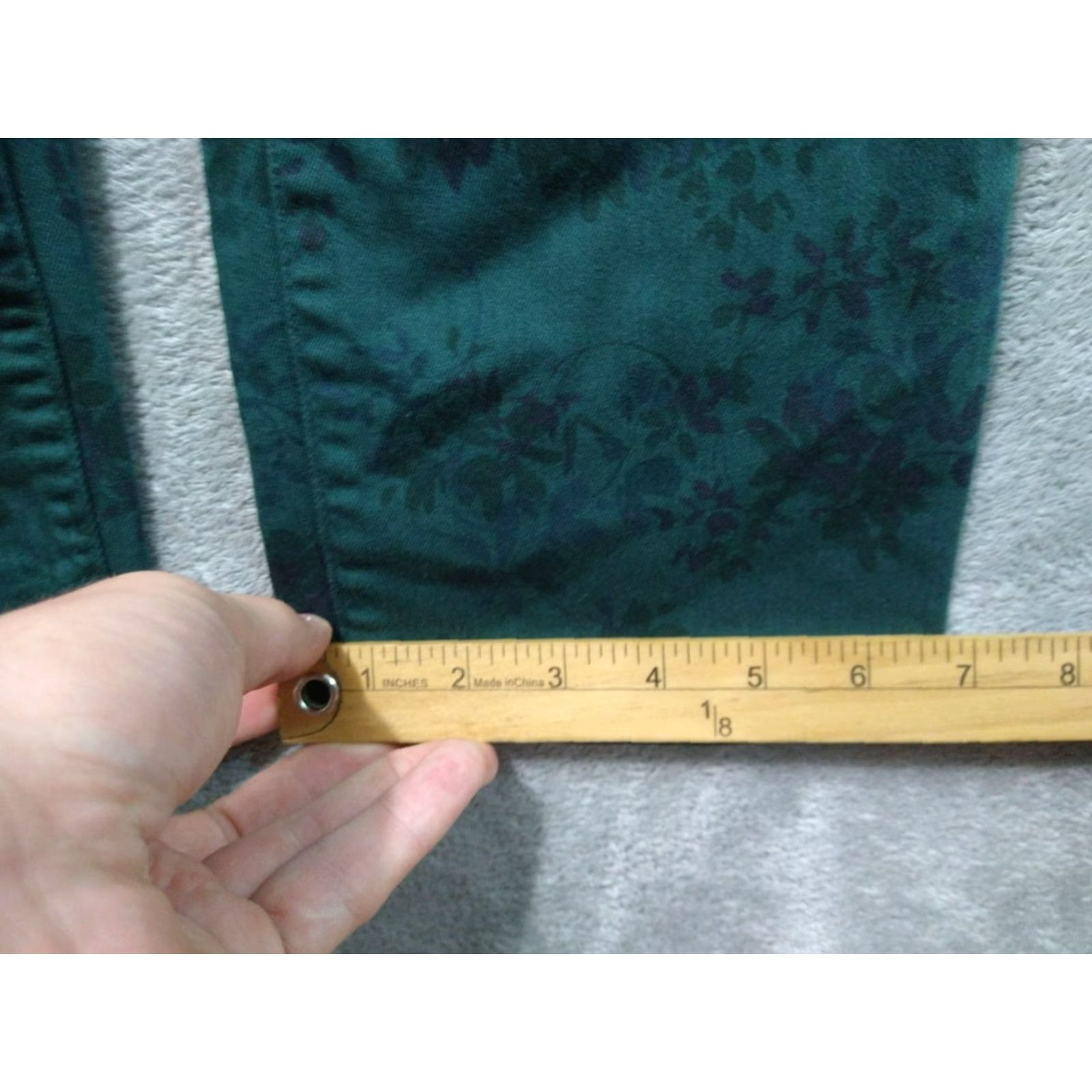 J. Jill J.Jill Jeans Denim Floral Slim Ankle Mid Rise 12 Green 5-Pocket Womens Size 34" / US 12 / IT 48 - 6 Thumbnail