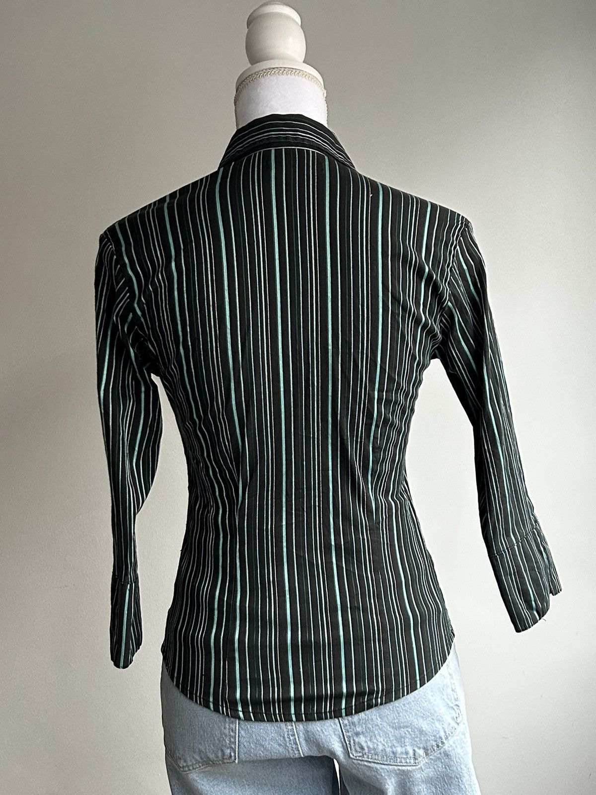 Vintage Vintage Saix 2000s Navy Blue Striped Shirt Size S / US 4 / IT 40 - 16 Thumbnail