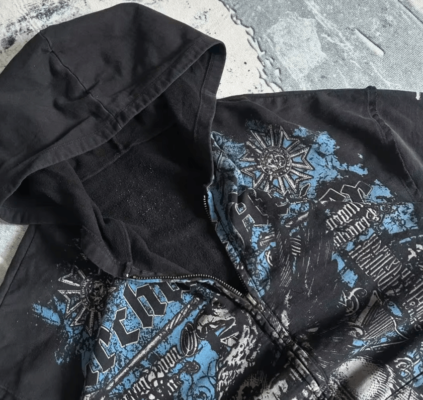 3 Hoodie Retro Gothic Pattern Zipper Hoodie