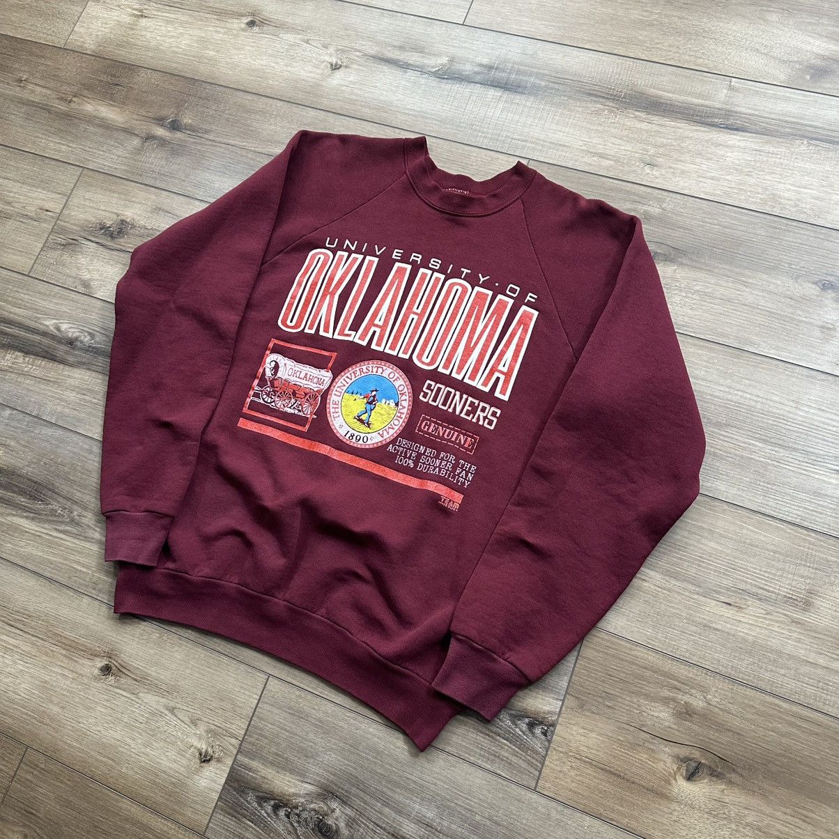 Fruit Of The Loom Vintage 90s Oklahoma Sooners Made in USA Spellout Crewneck Size US M / EU 48-50 / 2 - 3 Thumbnail