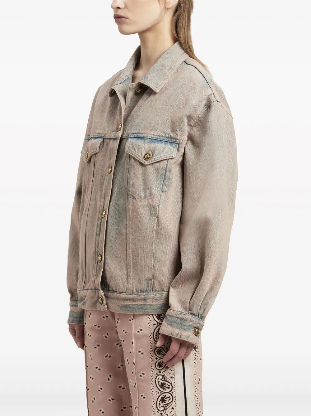 Palm Angels o1y1125 Denim Jacket in Light Brown Size S / US 4 / IT 40 - 3 Thumbnail
