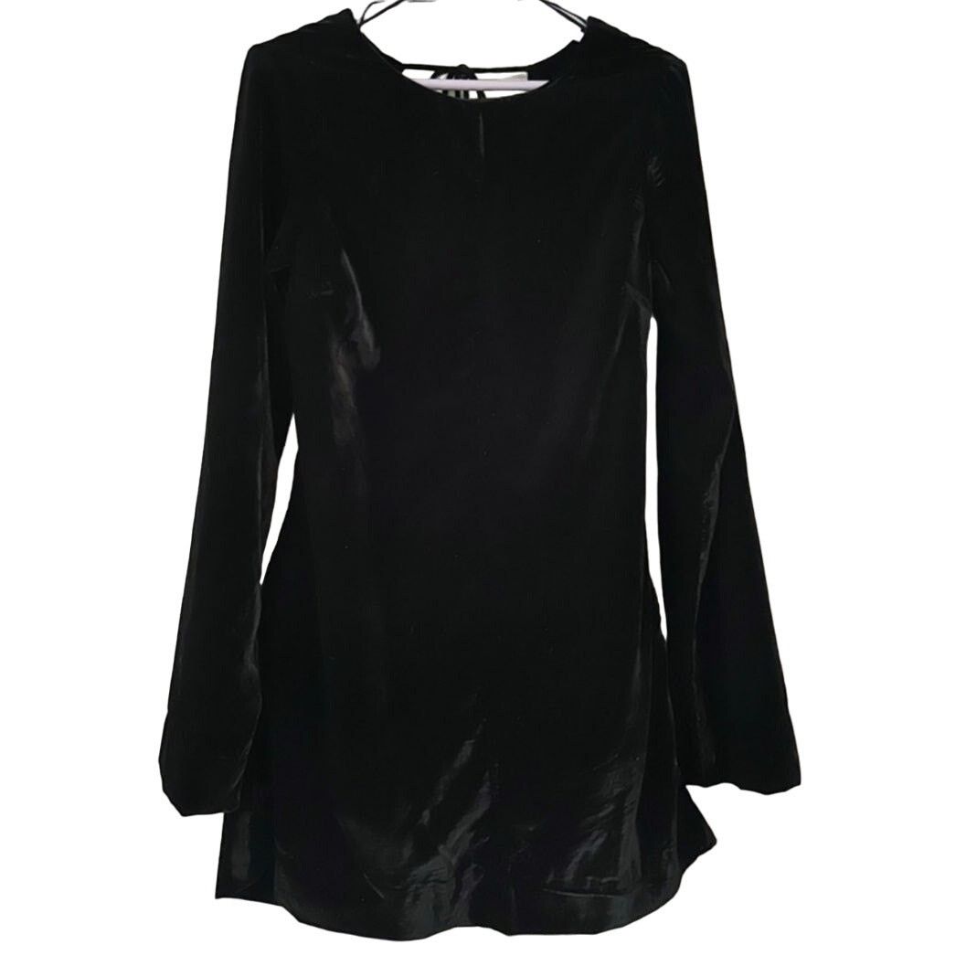 Free People New Free People Chelsey Mini Dress VELVET $128 SMALL Black Size S / US 4 / IT 40 - 4 Thumbnail