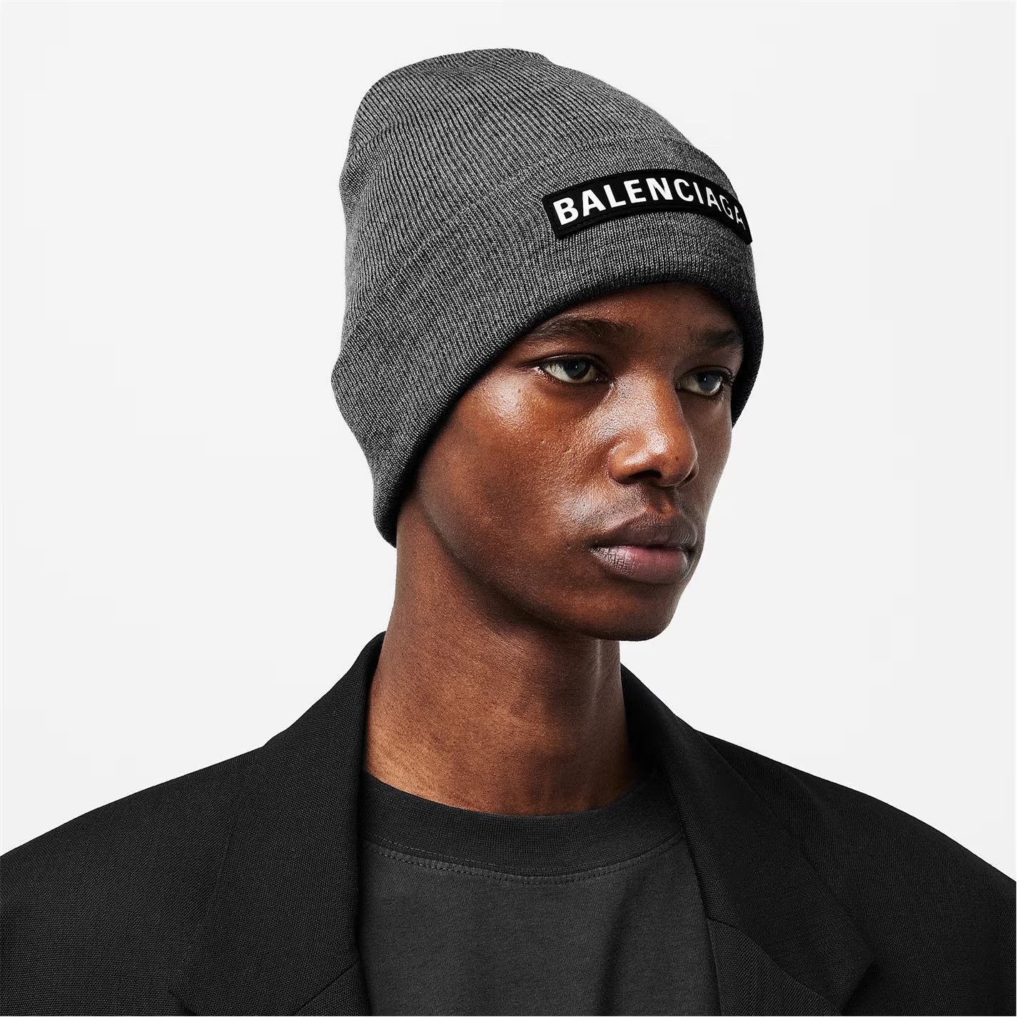 Balenciaga o1g2r1mq0226 Size: L / Bal Patch Beanie Hat / Cap In Grey Size ONE SIZE - 3 Thumbnail