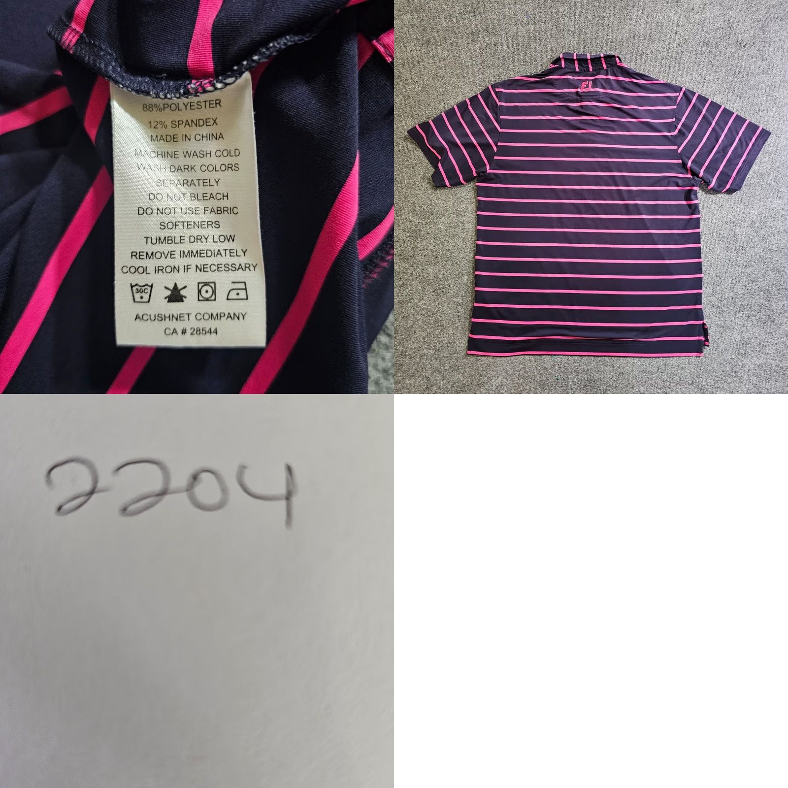 Footjoy FootJoy Polo Shirt Mens Medium Navy Blue Pink Striped Golf Performance Casual Polo Shirt Size US M / EU 48-50 / 2 - 8 Thumbnail