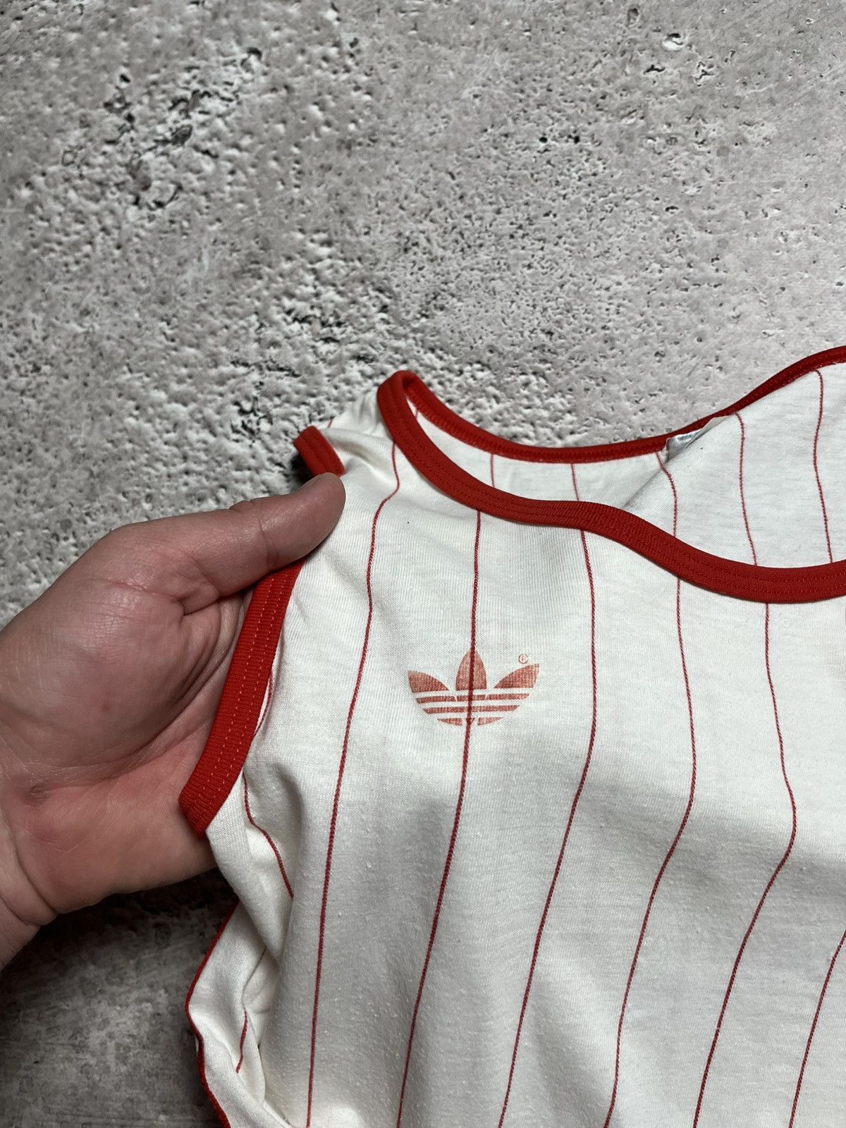 Adidas × Vintage Vintage Adidas Ventex Tank Top Red White Pinstripe Trefoil Size US XS / EU 42 / 0 - 6 Thumbnail