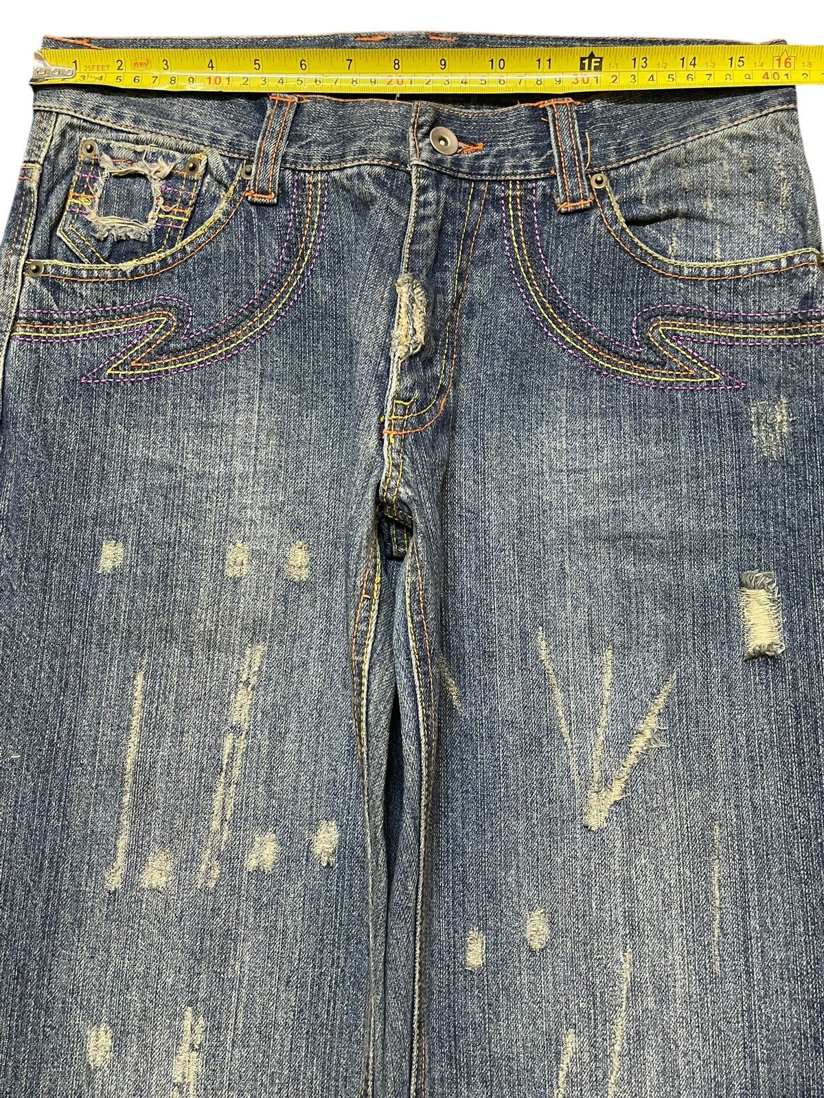 In The Attic Vintage Japanese Brand Faded Wash Style Distress Loose Jeans Size US 32 / EU 48 - 11 Thumbnail