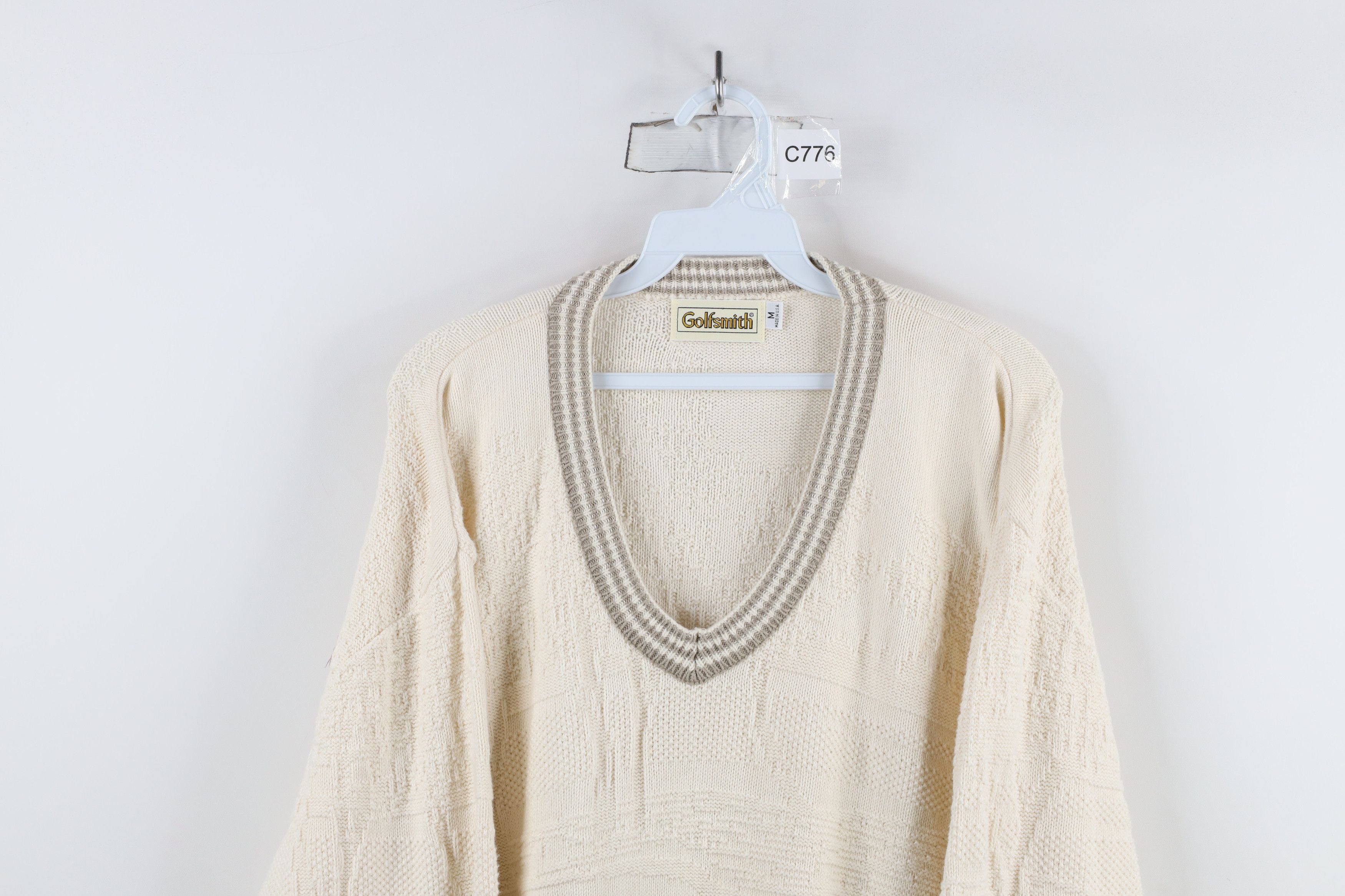 Vintage Vintage 90s Streetwear Print Knit Golf V-Neck Sweater USA Size US M / EU 48-50 / 2 - 2 Thumbnail