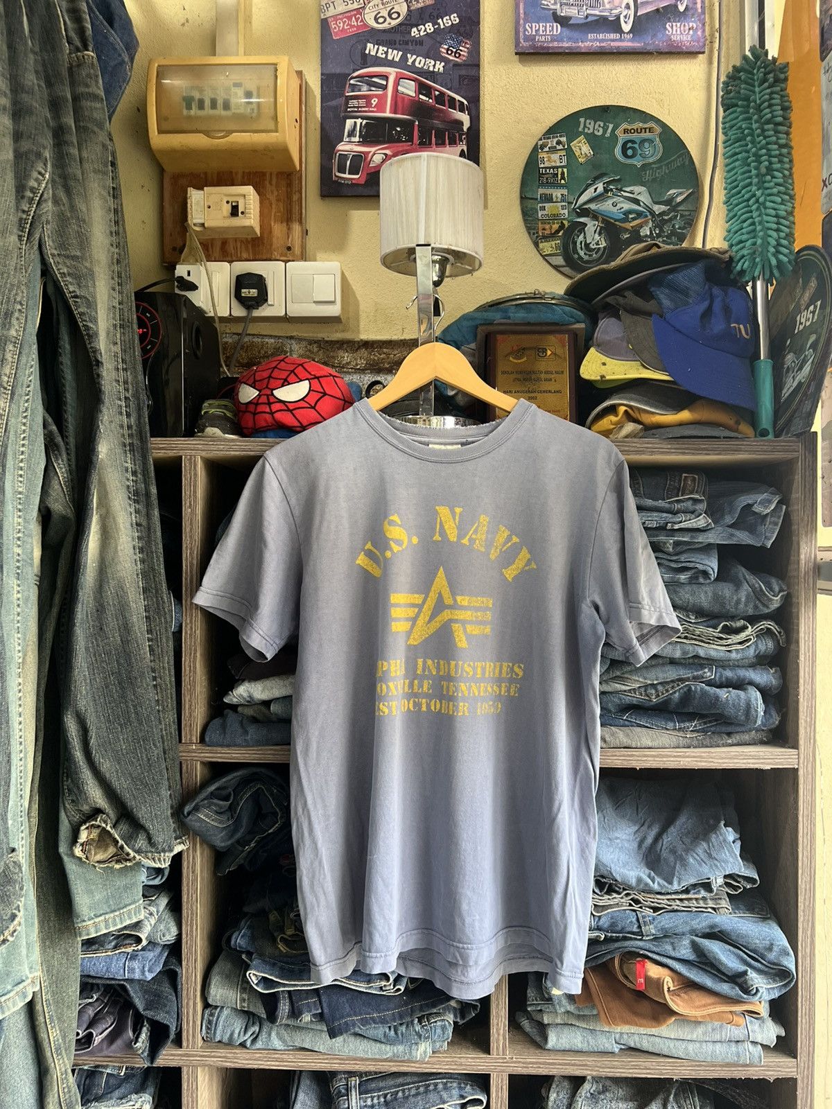 🔥Sun Faded Vintage Alpha Industries US Navy Tee