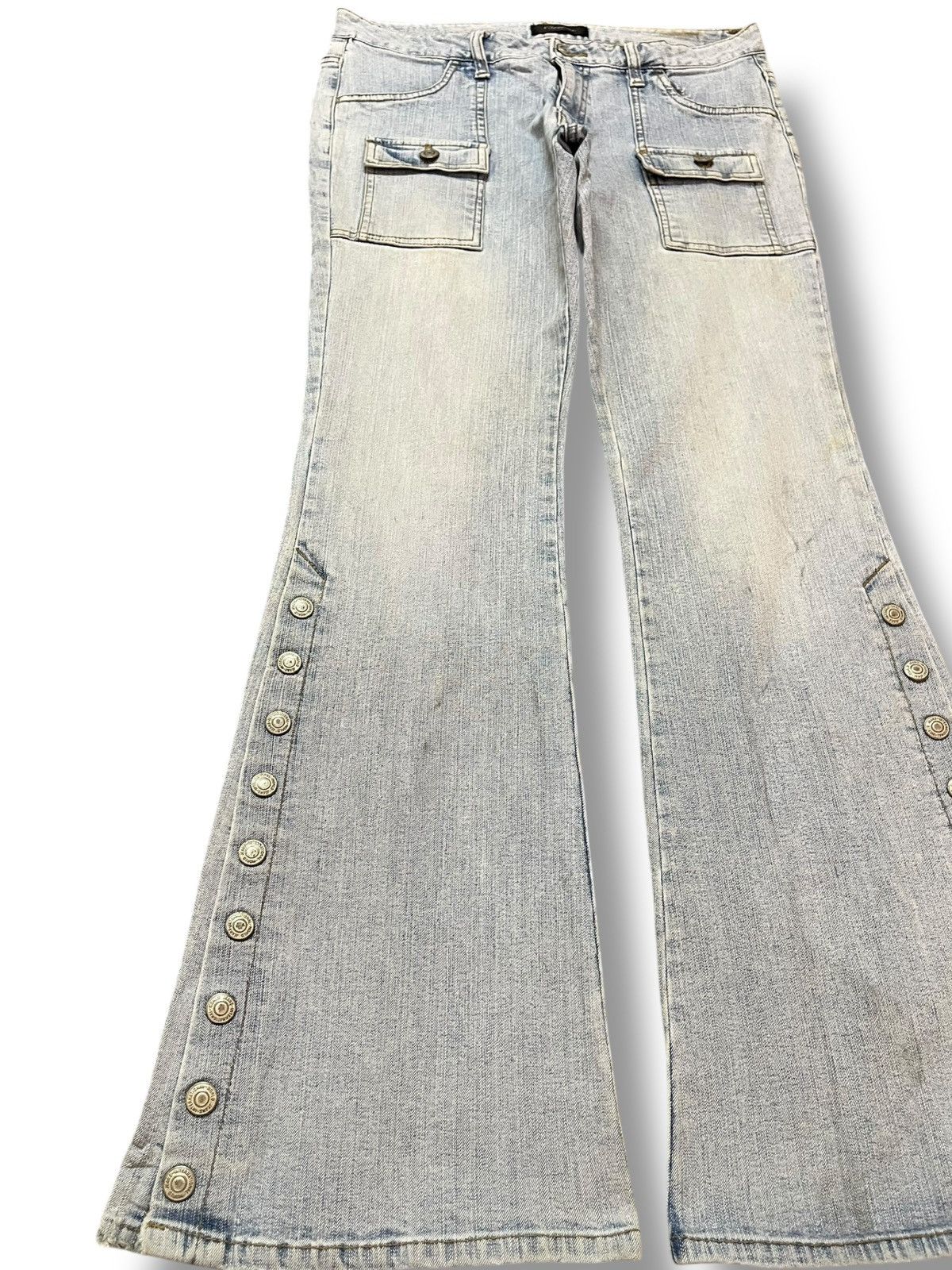 Hysteric Glamour Vintage Oririn Flare Bush Pants Faded Button Leg Denim Size US 31 - 3 Thumbnail