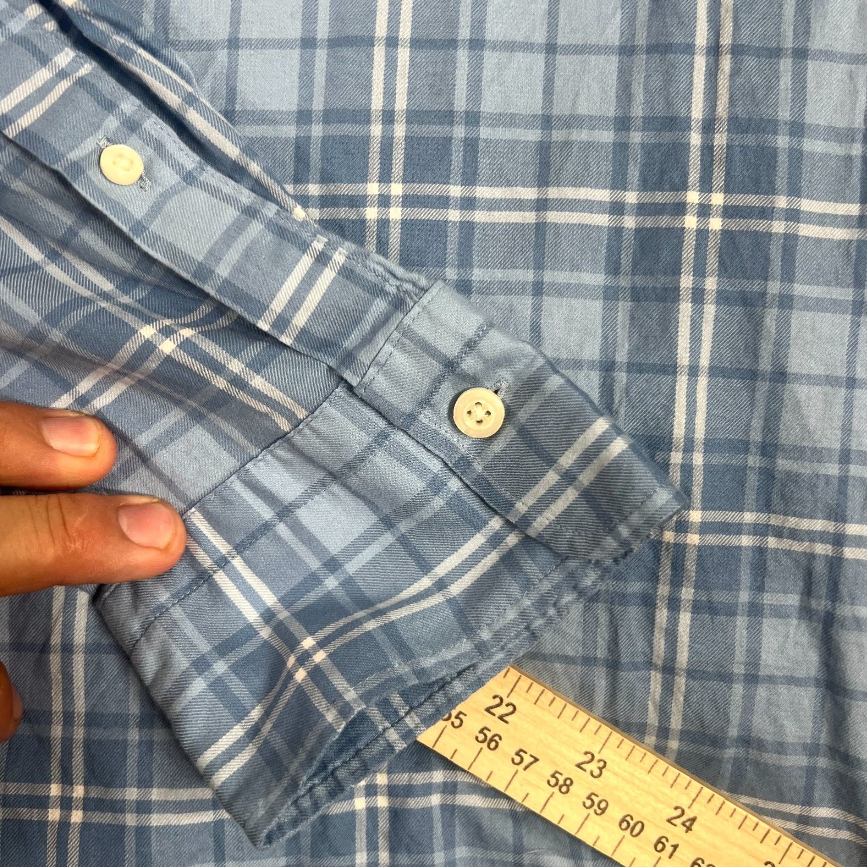 Peter Millar Peter Millar Button-Up Shirt XL Blue Plaid Long Sleeve 100% Cotton Mens Regular Fit Size US XL / EU 56 / 4 - 5 Thumbnail