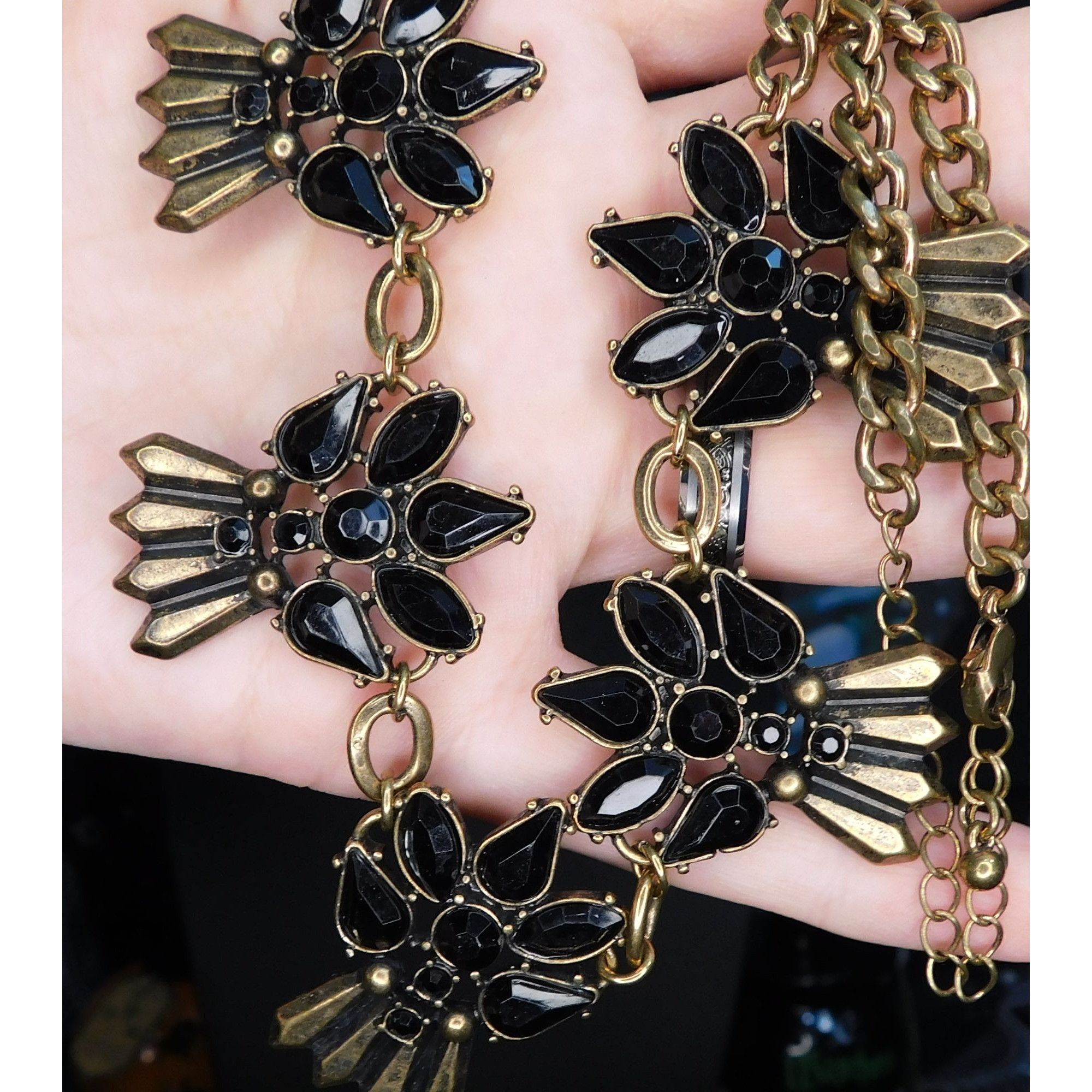 Other Abstract Art Deco Black And Gold Tone Formal Necklace Size ONE SIZE - 2 Thumbnail