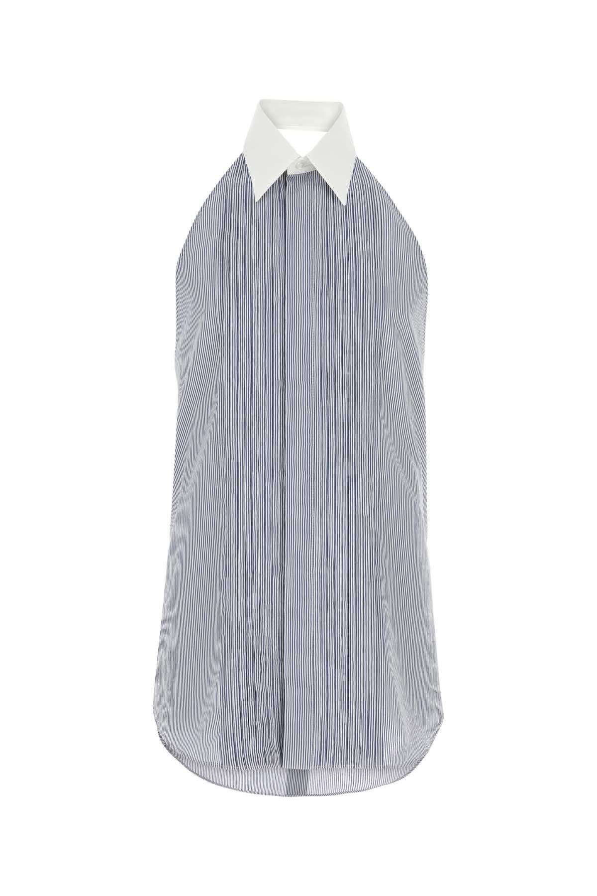 image of Fendi Embroidered Viscose Blend Shirt in Stripped, Men's (Size Large)