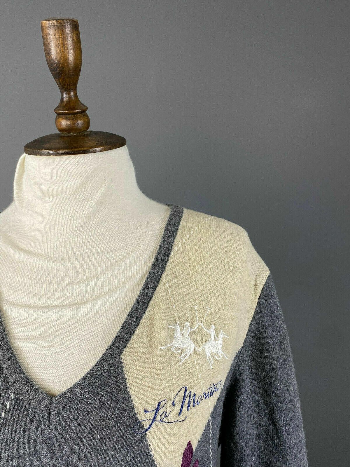 La Martina La Martina Grey Wool Geometric V-Neck Jumper Sweater Size L Size US L / EU 52-54 / 3 - 4 Thumbnail