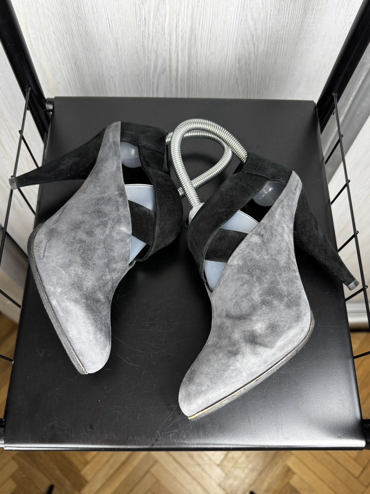 Prada Prada Gray Black Suede Ankle Cone Heels Size 36.5 EU 6.5 US Size US 6.5 / IT 36.5 - 16 Thumbnail