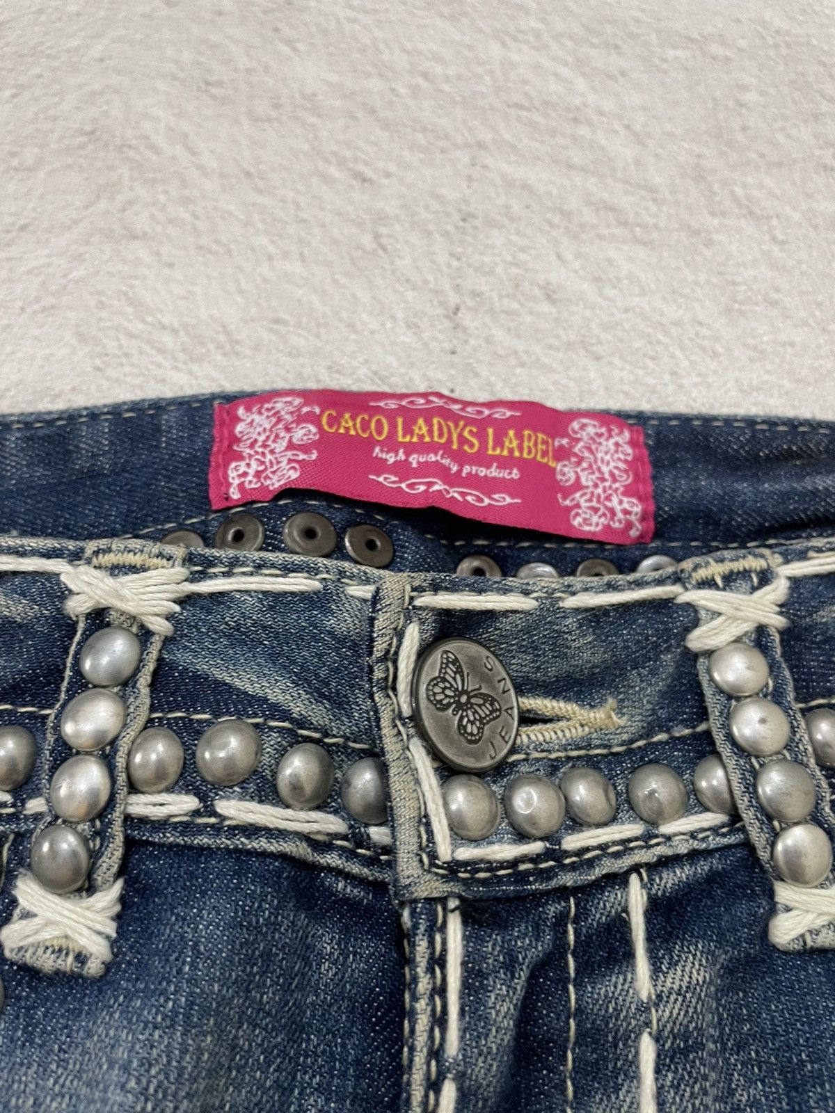 Japanese Brand 00s Studed Denim Embellished Y2K Designer Jeans Bling Pocket Size US 28 / EU 44 - 6 Thumbnail