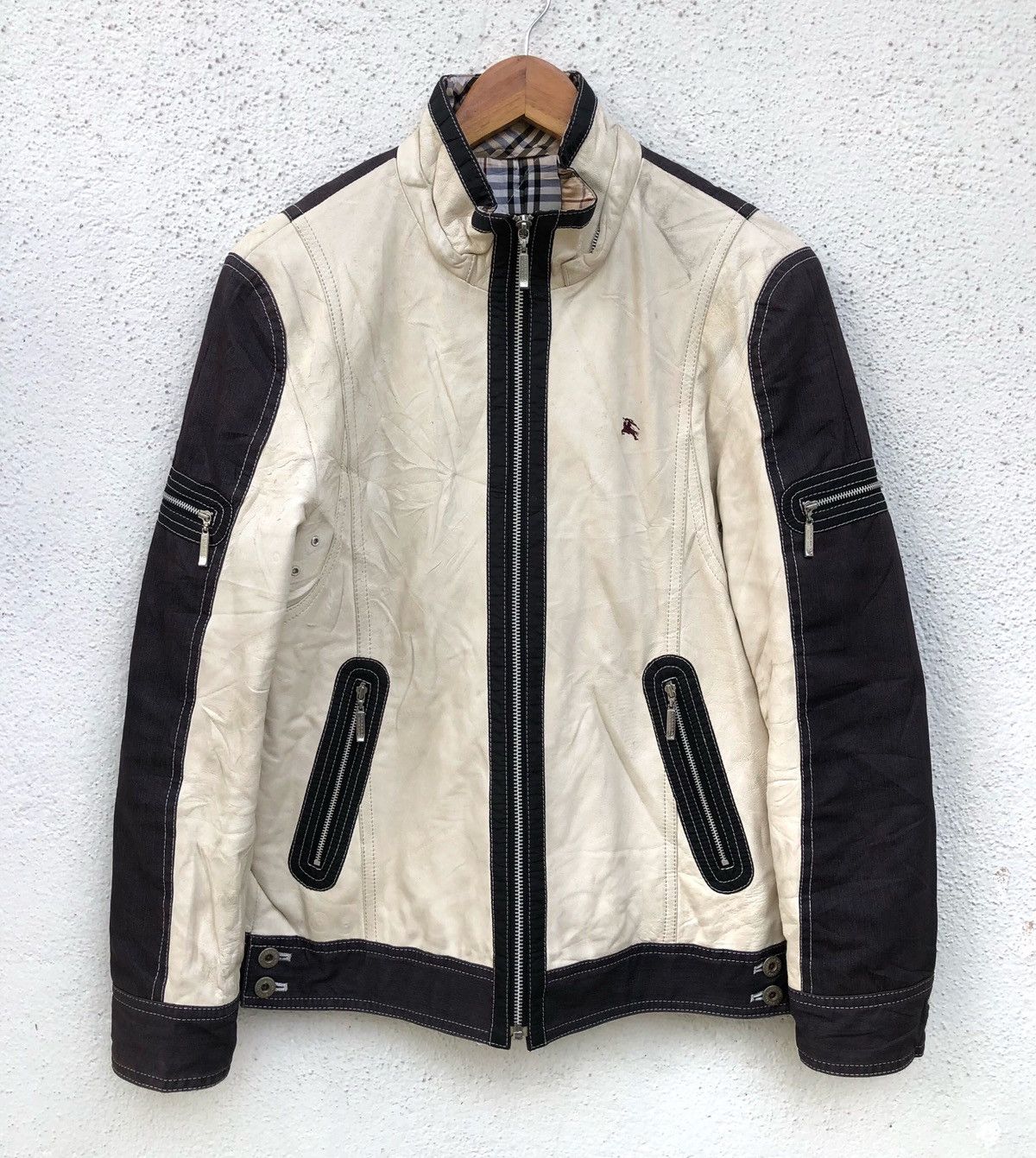 Burberry Black Label White Sheepskin Leather Jacket