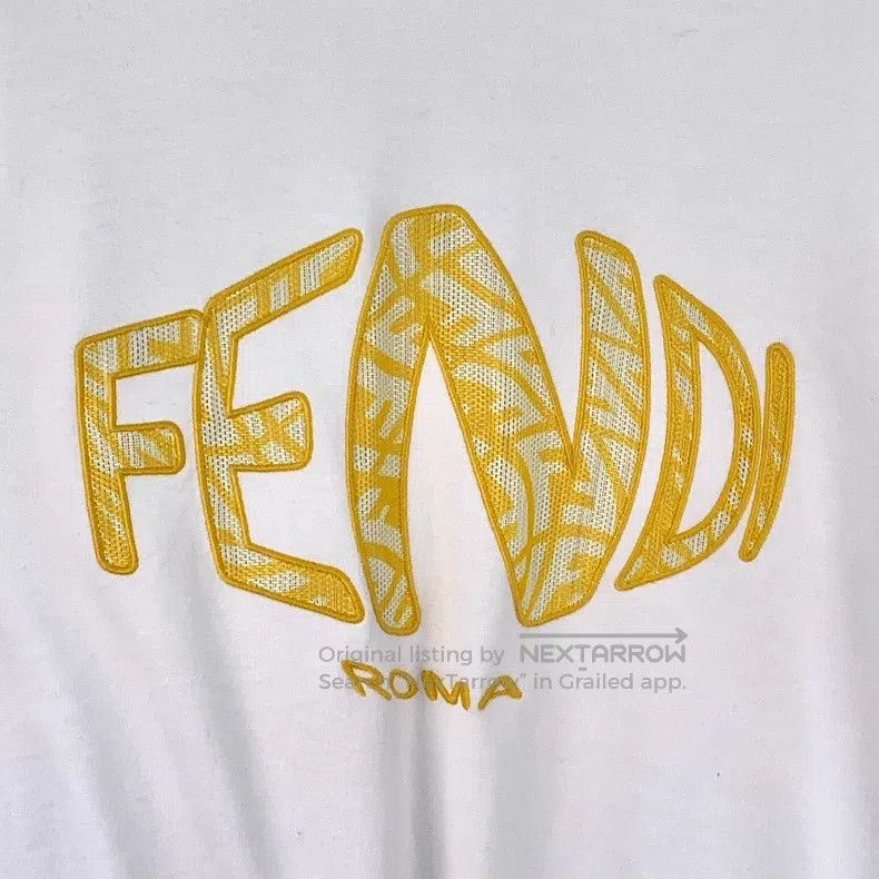 Fendi Fendi White Logo Letter Embroidered Cotton Round Neck Long Size S / US 4 / IT 40 - 4 Thumbnail