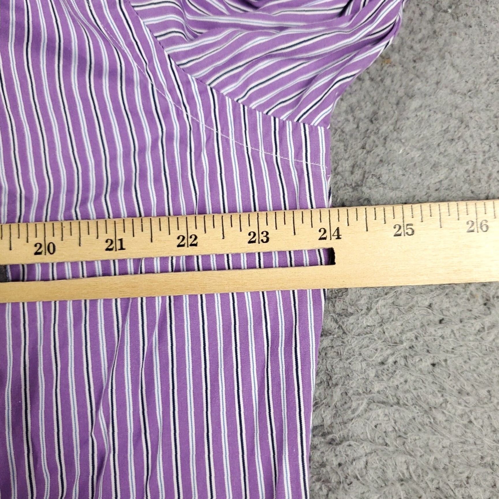 Ralph Lauren VINTAGE Ralph Lauren Dress Shirt Mens Size 16.5 Long Sleeve Purple Striped Cotton Business Casual Formal Size 42R - 6 Thumbnail