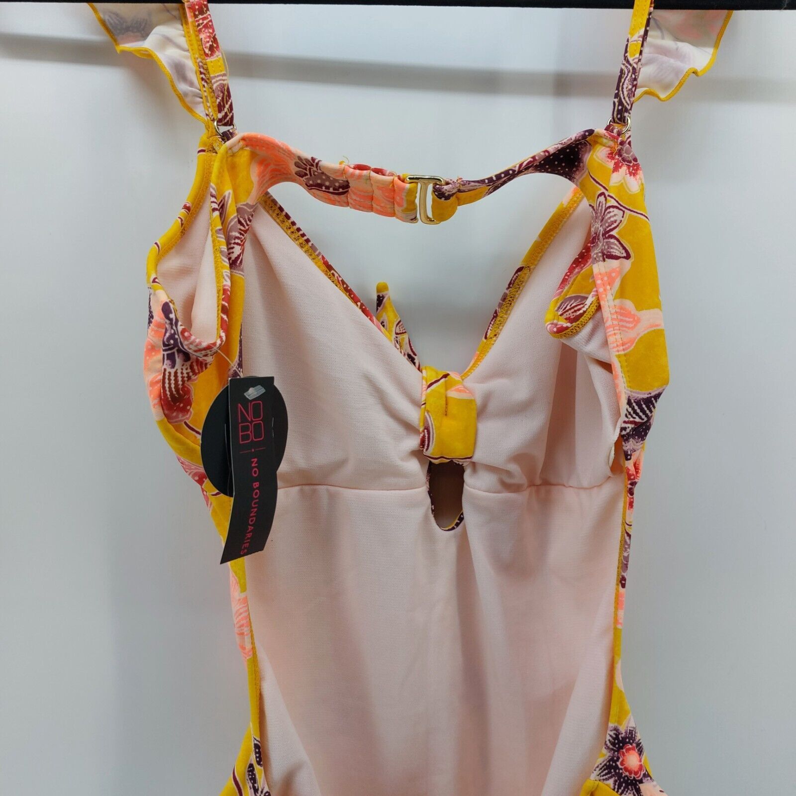 Other No Boundaries Women Bathing Suit Yellow Pink Purple Flowers Size L / US 10 / IT 46 - 12 Thumbnail
