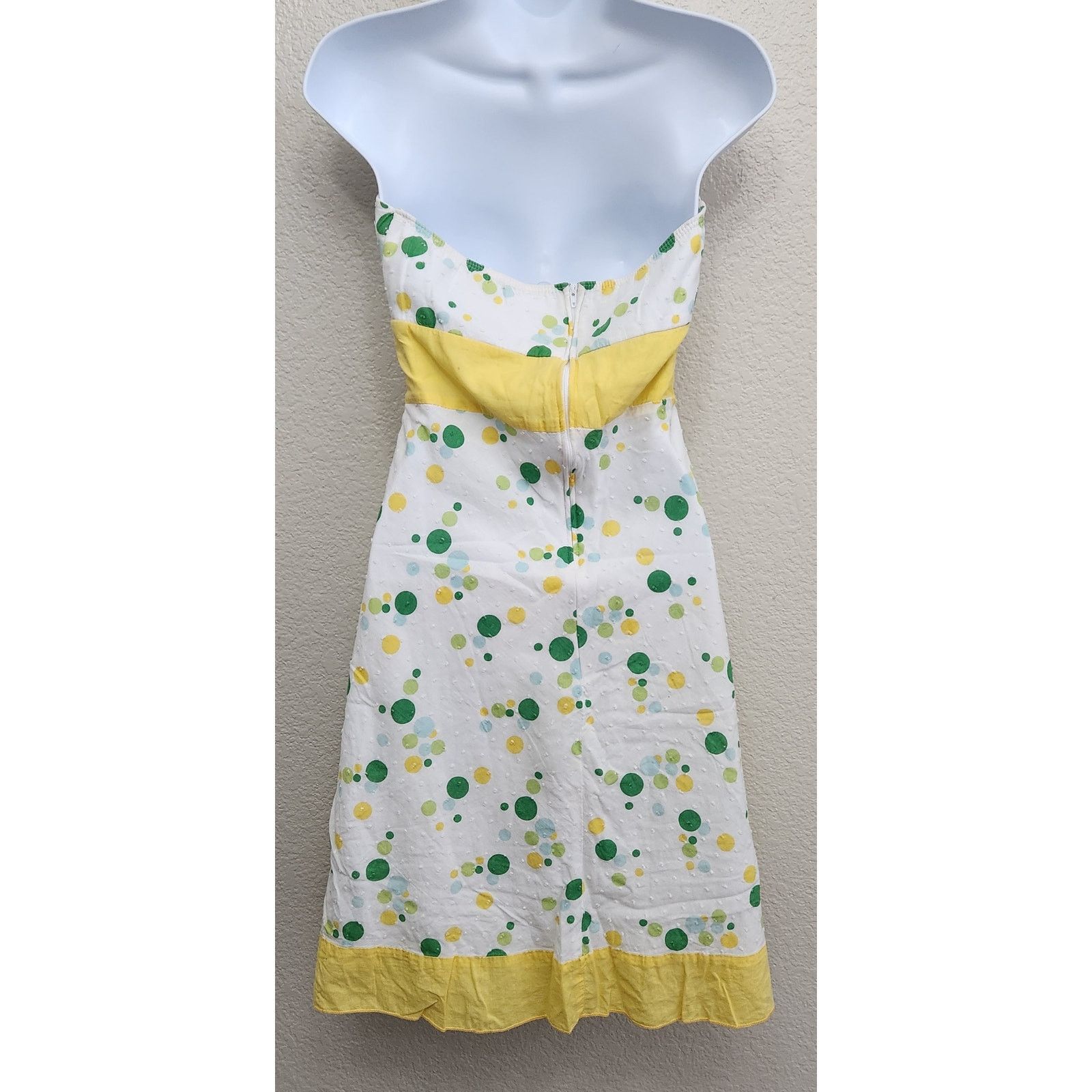Other Bui Yah Kah White Yellow Polka Dot Strapless Mini Dress M Size M / US 6-8 / IT 42-44 - 3 Thumbnail