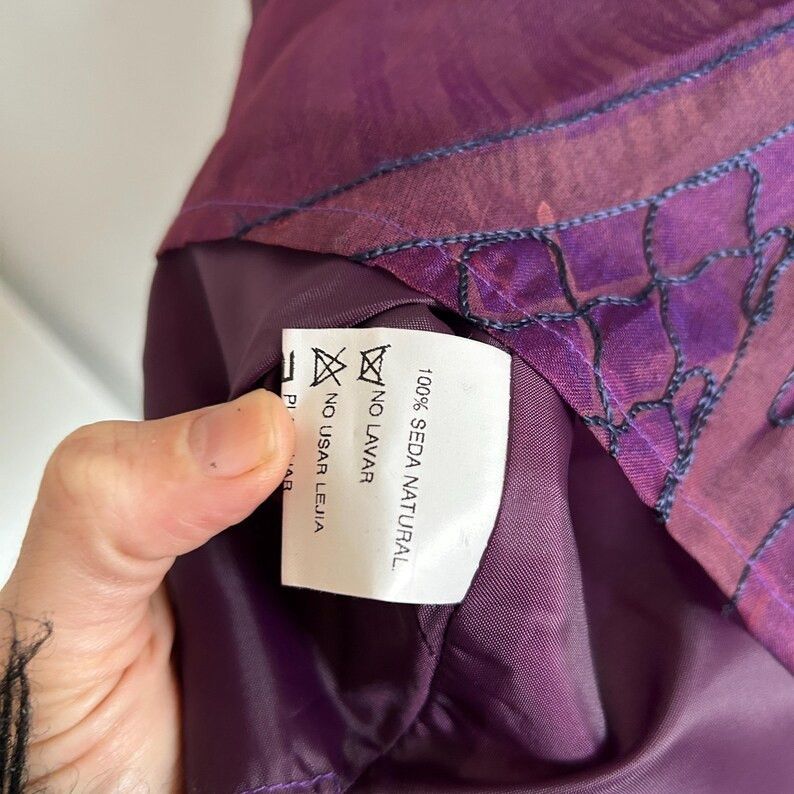 Vintage Vintage Purple Silk Patchwork Crop Top Size XL / US 12-14 / IT 48-50 - 9 Thumbnail