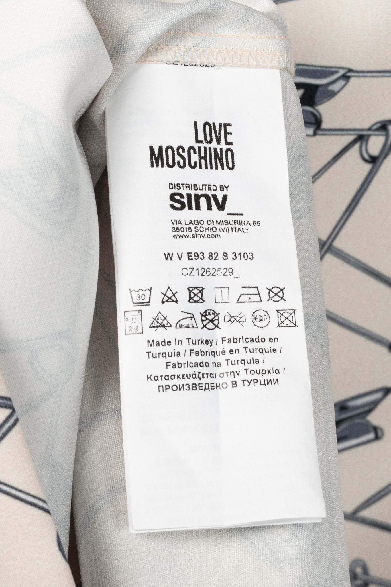 Love Moschino Love Moschino Cream Safety-Pin-Print Sheath Dress Size XL / US 12-14 / IT 48-50 - 8 Thumbnail