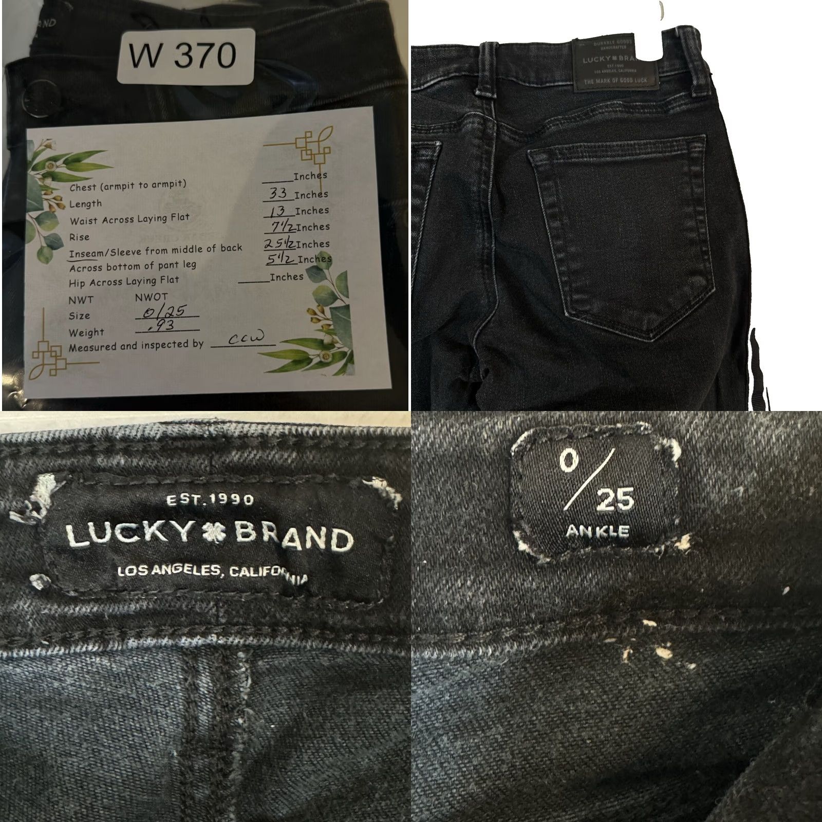 Lucky Brand Lucky Brand Lolita Skinny Jeans Women's 0/25 Black Denim Low Rise Skinny Jeans Size 25" / US 0 / IT 36 - 8 Thumbnail