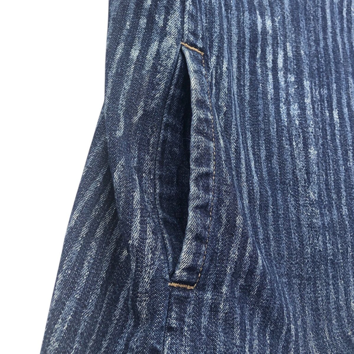 Japanese Brand Japanese Pwpl Riot Striped Indigo Workers Chore Denim Jacket Size US L / EU 52-54 / 3 - 13 Thumbnail