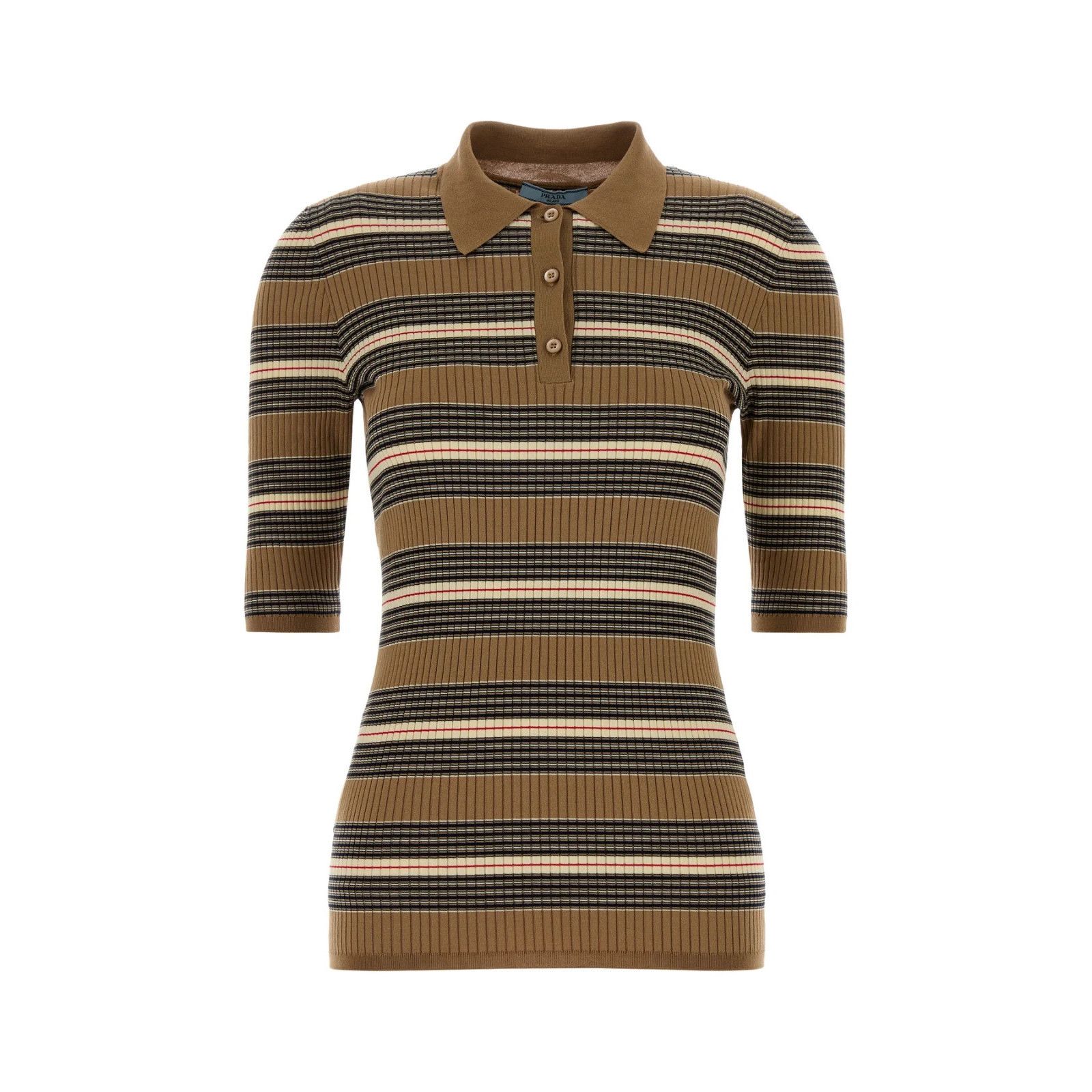 PRADA Embroidered Stretch Cotton Blend Polo Shirt New And Au
