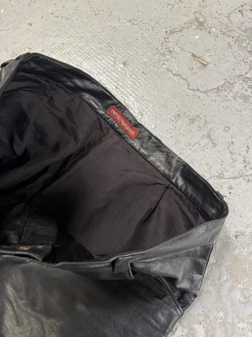 Emporio Armani × Vintage 1990s Emporio Armani Black Leather Biker Pants Size US 32 / EU 48 - 10 Thumbnail