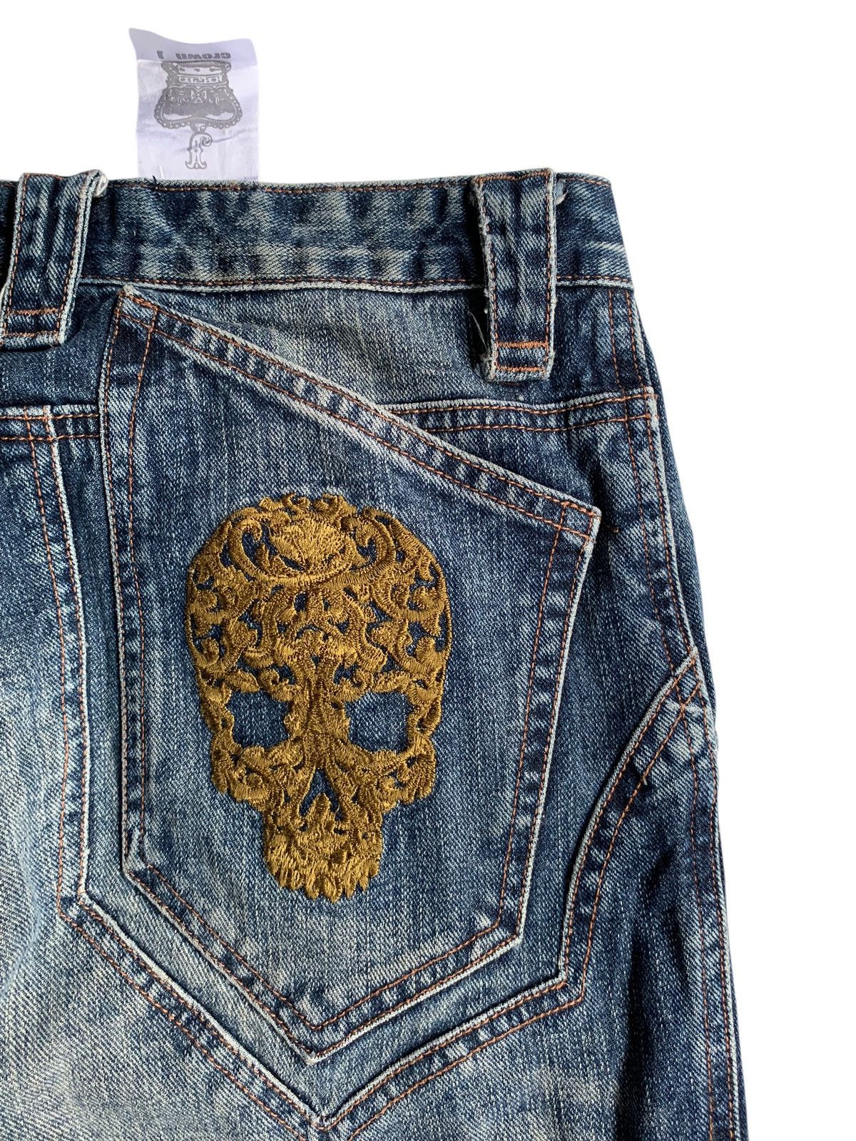Tornado Mart FLARE💥 CROWN J JAPANESE PUNK STYLE DISTRESSED DENIM Size US 31 - 10 Thumbnail