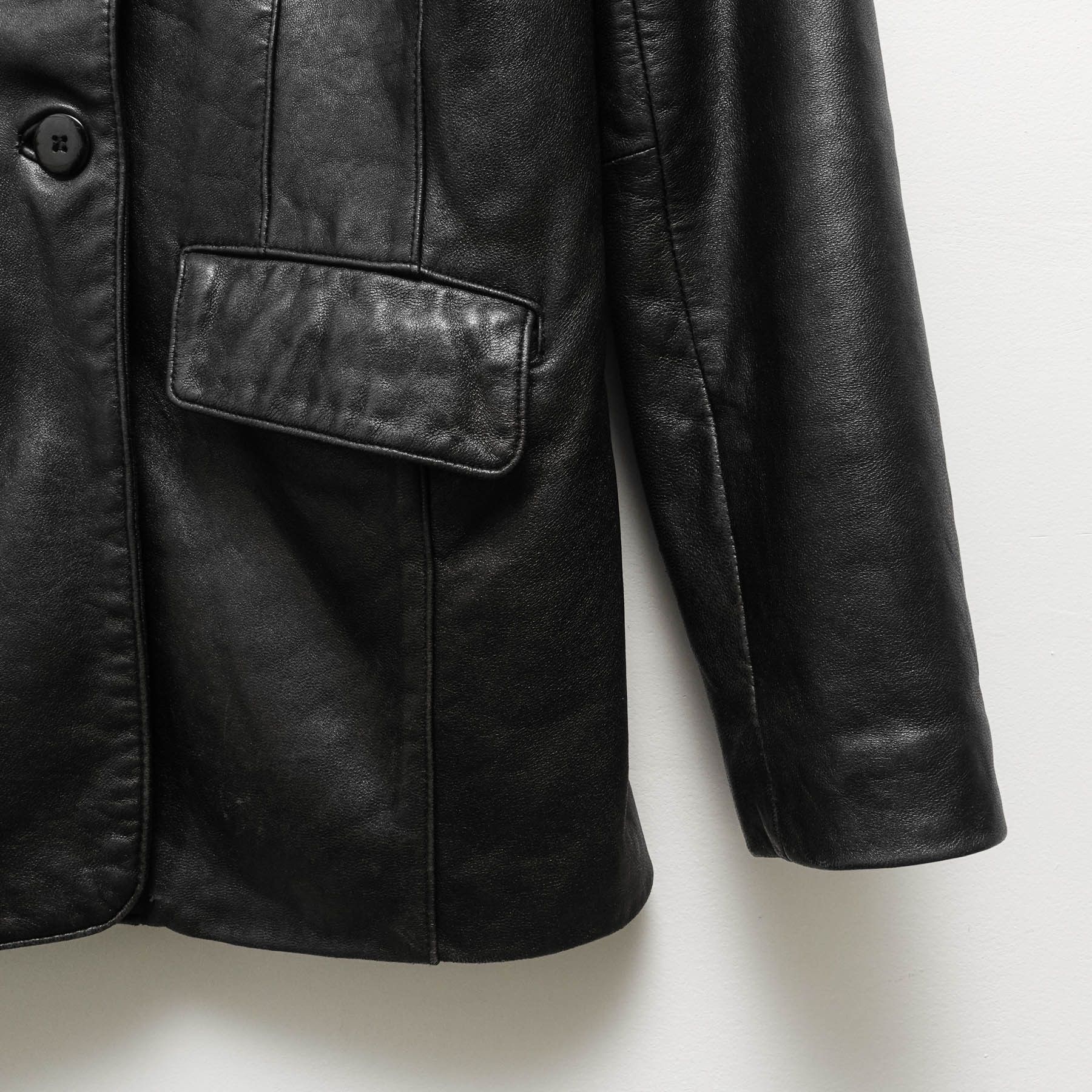 Vintage True Vintage 90's Super Soft Black Leather Overcoat Jacket Size S / US 4 / IT 40 - 6 Thumbnail
