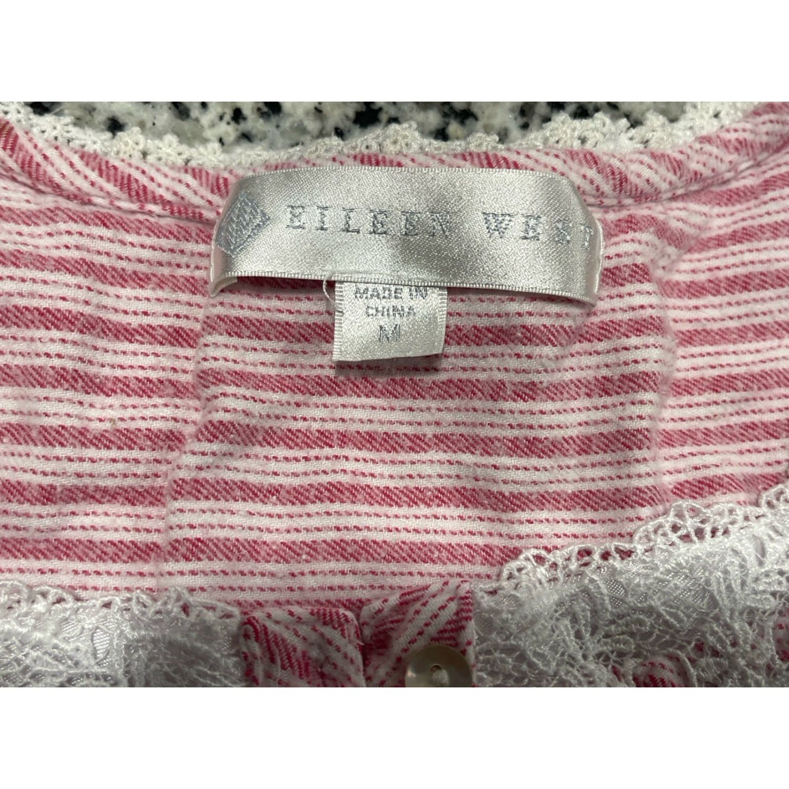 Vintage Eileen West Women’s Nightgown Size M Pink White Striped Modest Cottage Long Size ONE SIZE - 4 Thumbnail