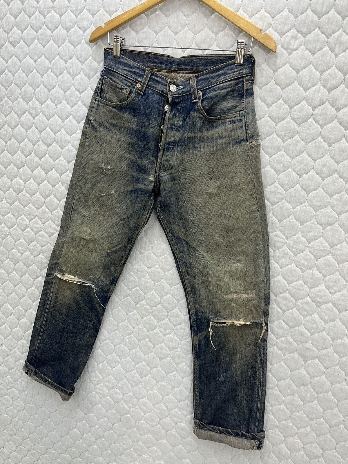 Levi's 🔥🔥🔥RARE VTG LEVIS DISTRESSED DENIM Size US 28 / EU 44 - 2 Thumbnail
