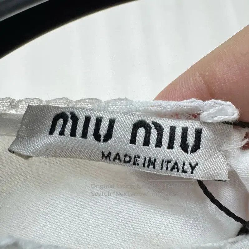 Miu Miu Miu Miu White Cotton Embroidered Logo Shirt . Size M / US 6-8 / IT 42-44 - 5 Thumbnail