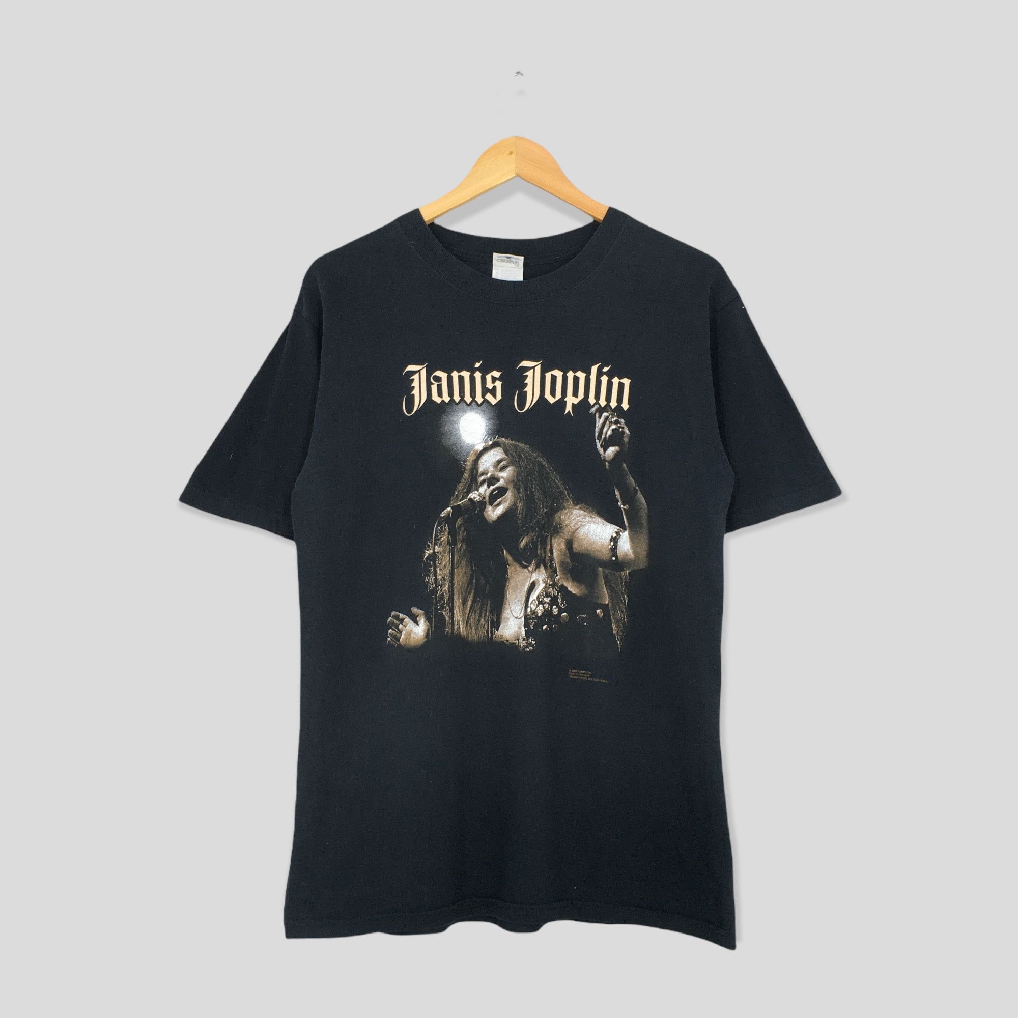 image of Rock T Shirt x Rock Tees Vintage Janis Japlin Rock Singer Tshirt Medium in Black, Men's
