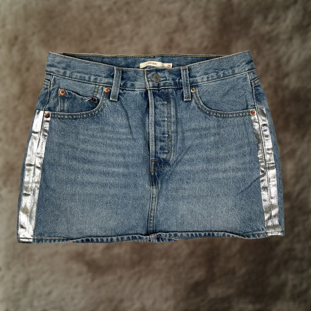 Levi's Levi's Womens Icon Skirt Blue Denim Mini Button Fly Casual Size 29" - 1 Thumbnail