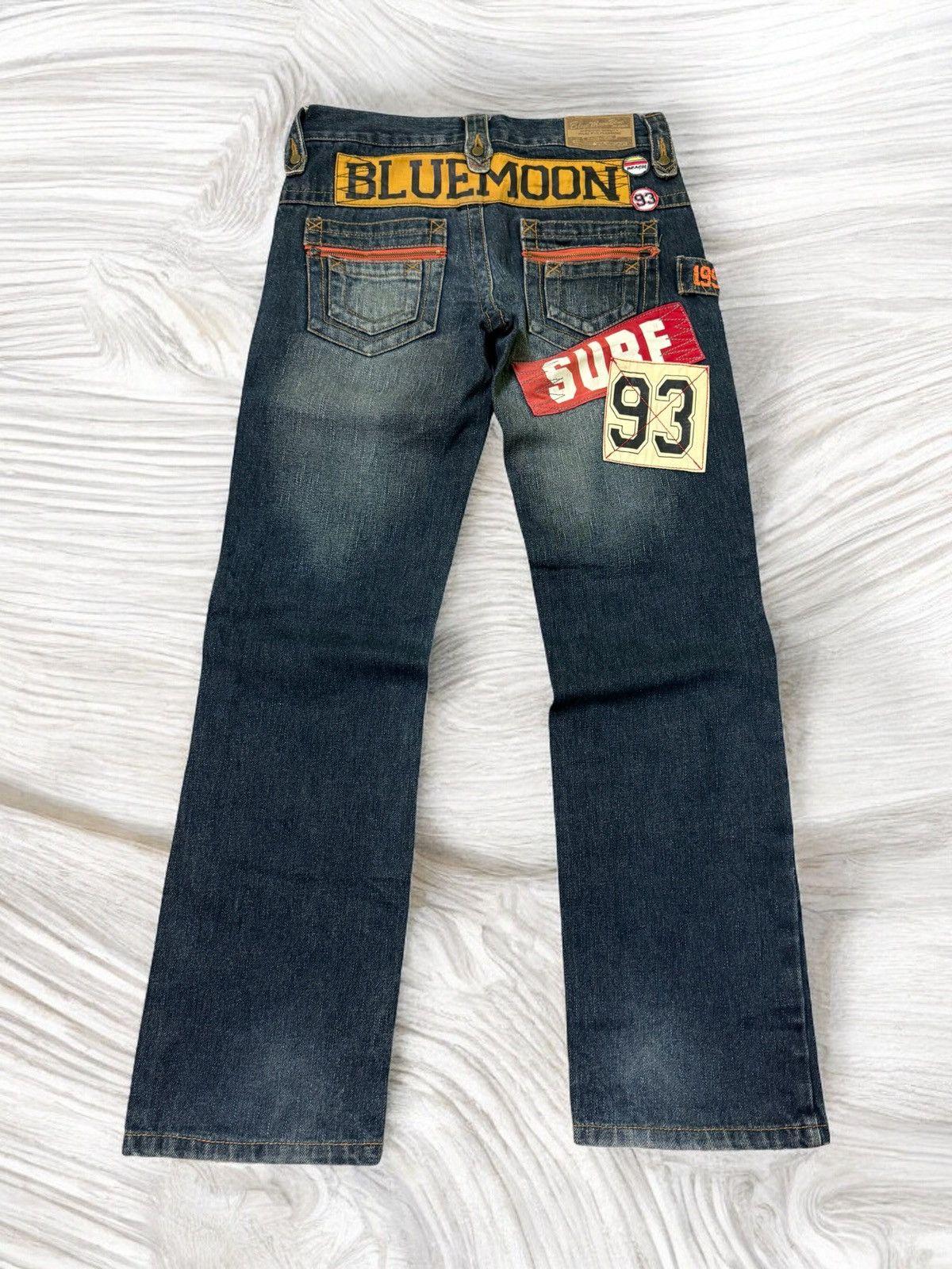 Japanese Brand Vtg BLUE MOON BLUE Surf Style Patches Denim Pant Size US 30 / EU 46 - 1 Thumbnail