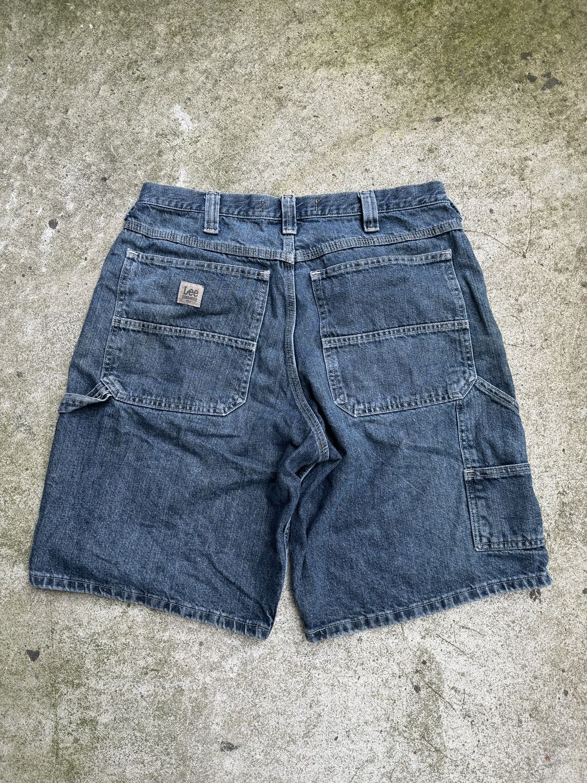 image of Jnco x Lee Vintage Faded Baggy Lee Dungaree Denim Jean Skater Jorts in Blue, Men's (Size 36)