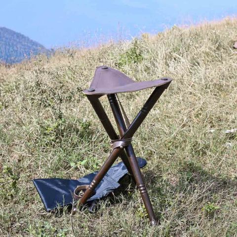 Handmade Portable Tripod Stool with Leather Seat 3-Legged Size ONE SIZE - 1 Thumbnail