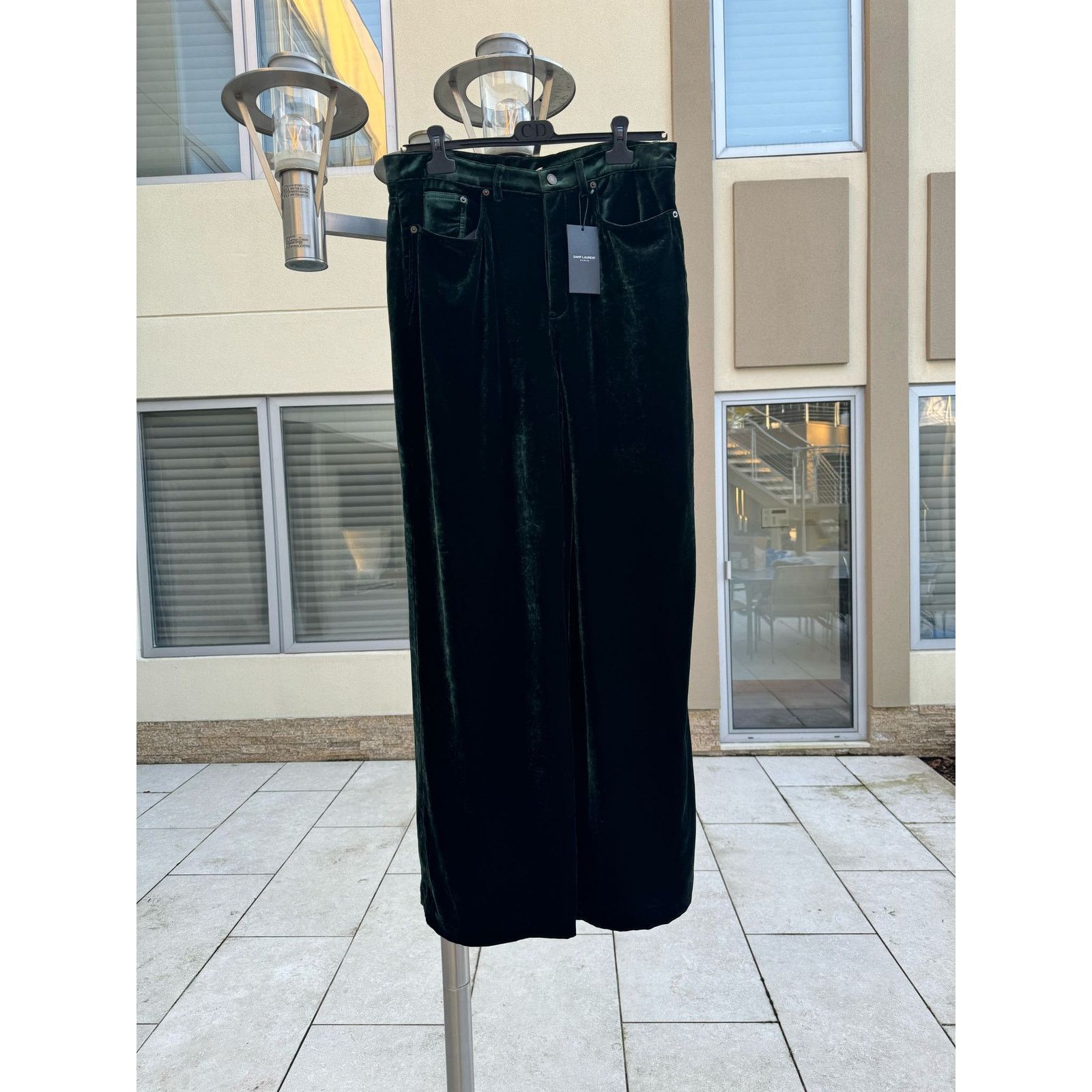 Saint Laurent Paris o1rshd1 Wide Leg Velvet / Velour Pants in Dark Forest Green Size US 34 / EU 50 - 1 Thumbnail
