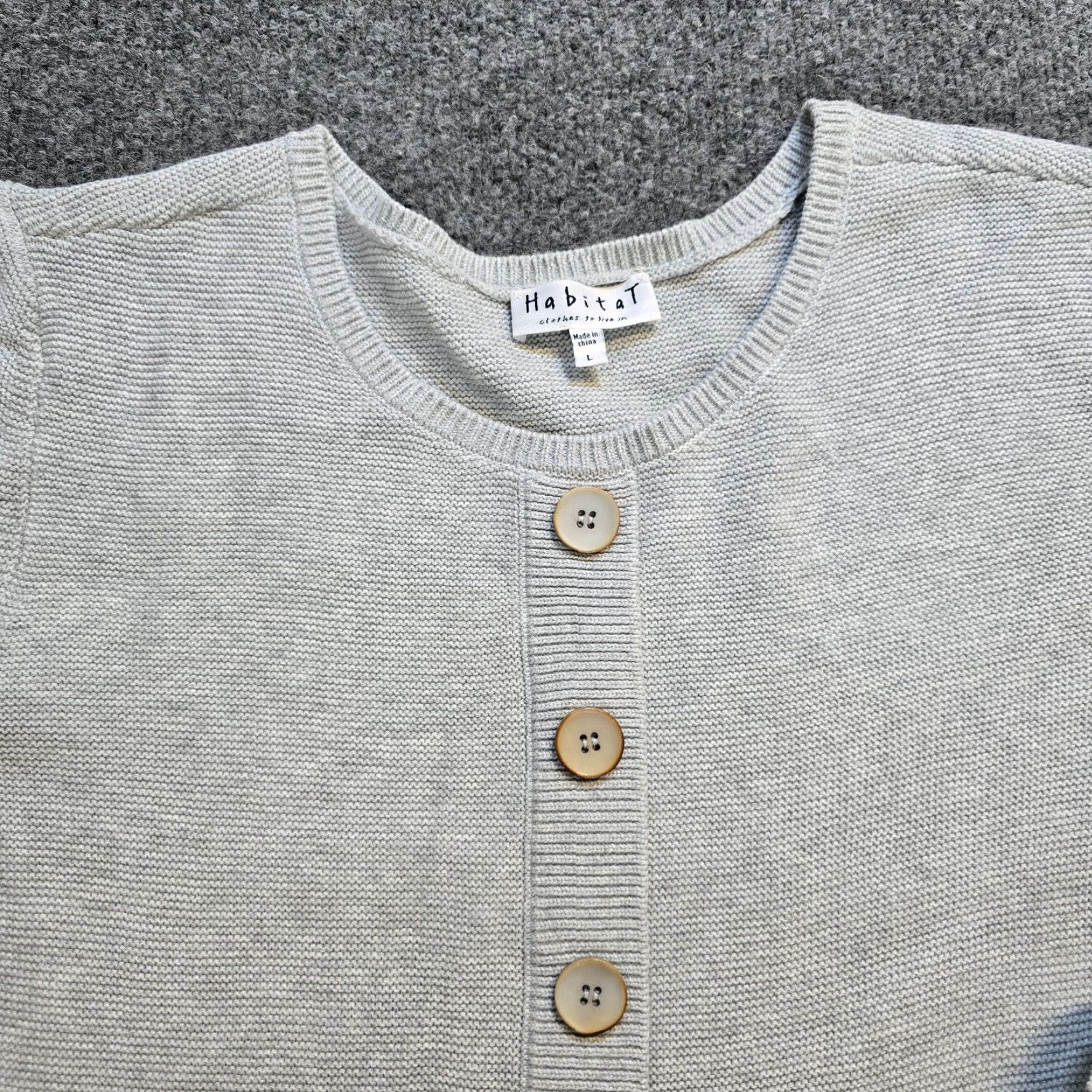 Habitat Habitat Sweat er Womens Large Gray Knit Long Sleeve Bows Lagenlook Casual Top Size L / US 10 / IT 46 - 2 Thumbnail
