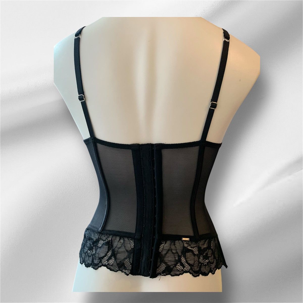 Vintage Vintage 2000s Y2K La Senza Black Mesh Corset Lace S/M Size M / US 6-8 / IT 42-44 - 7 Thumbnail