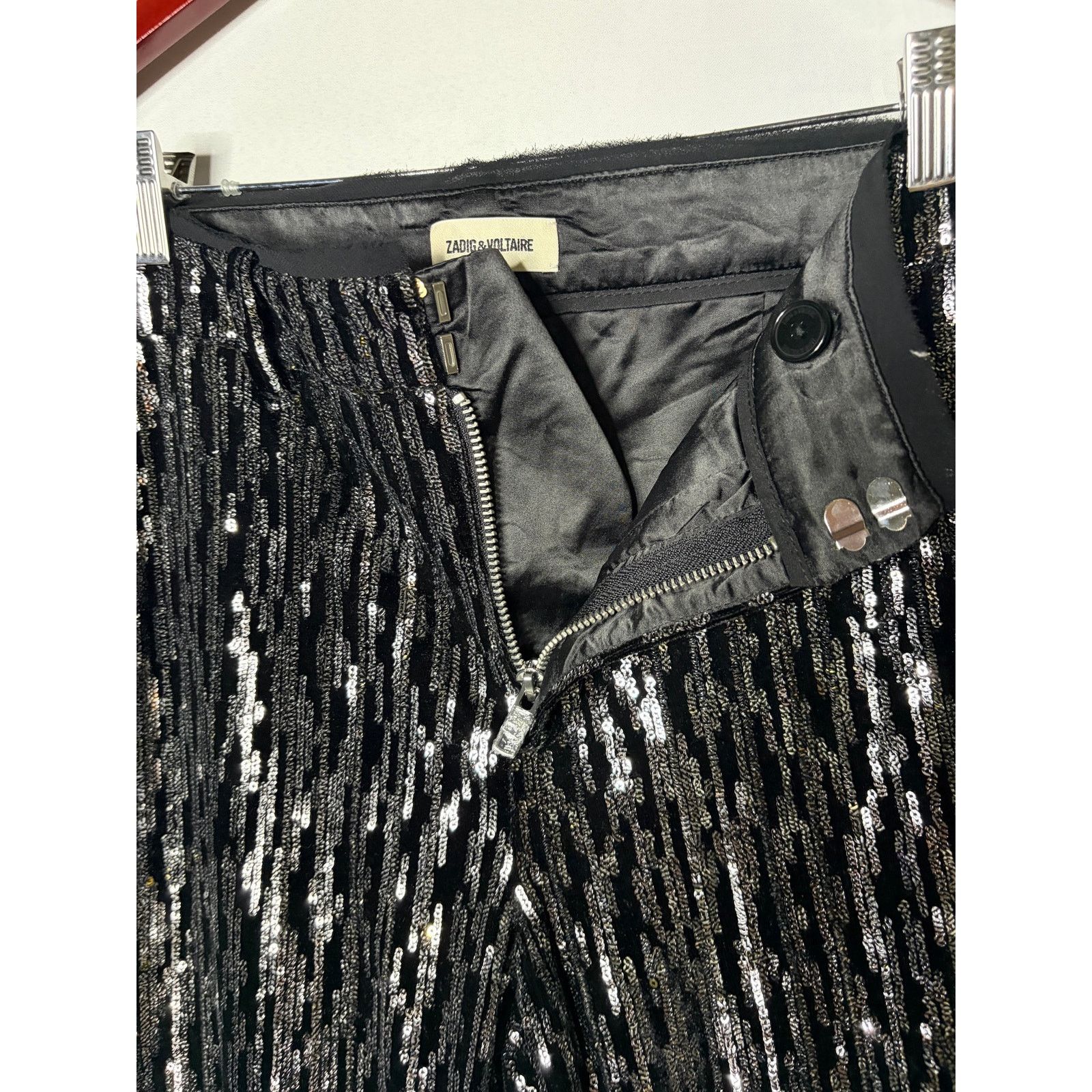 Zadig & Voltaire Zadig & Voltaire Polis Velours black silver sequin pant 42 Size 32" / US 10 / IT 46 - 6 Thumbnail